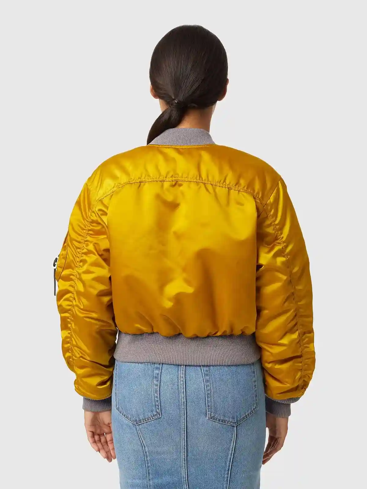 Yellow Cropped reversible bomber jacket
