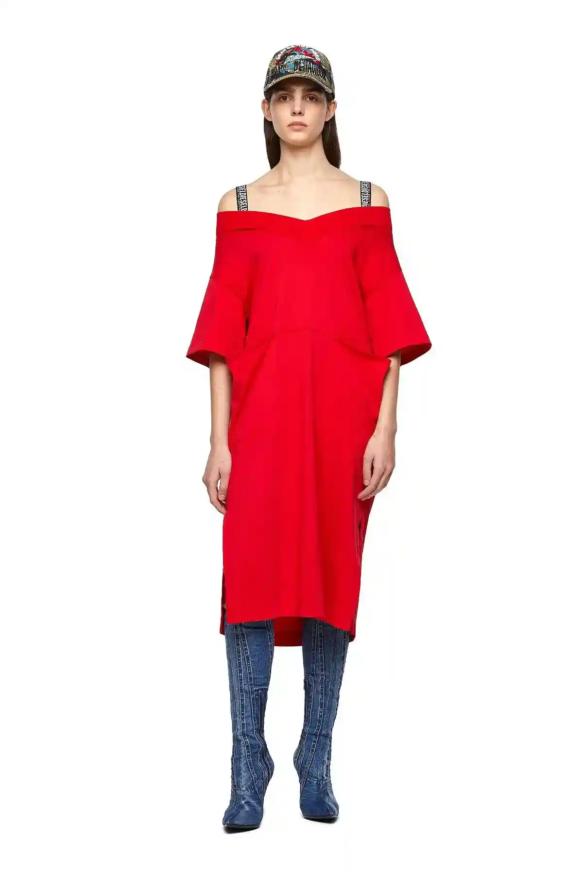 Red Green Label off-the-shoulder dress
