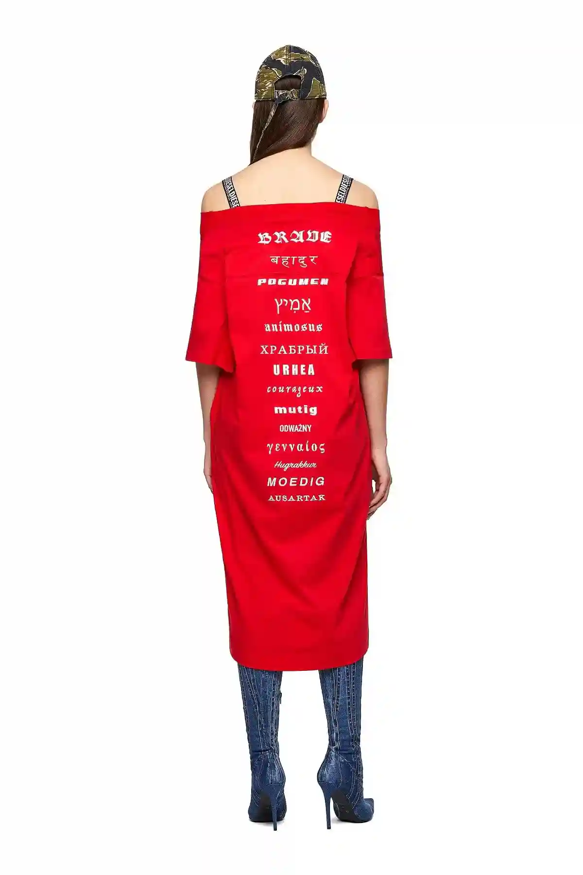 Red Green Label off-the-shoulder dress