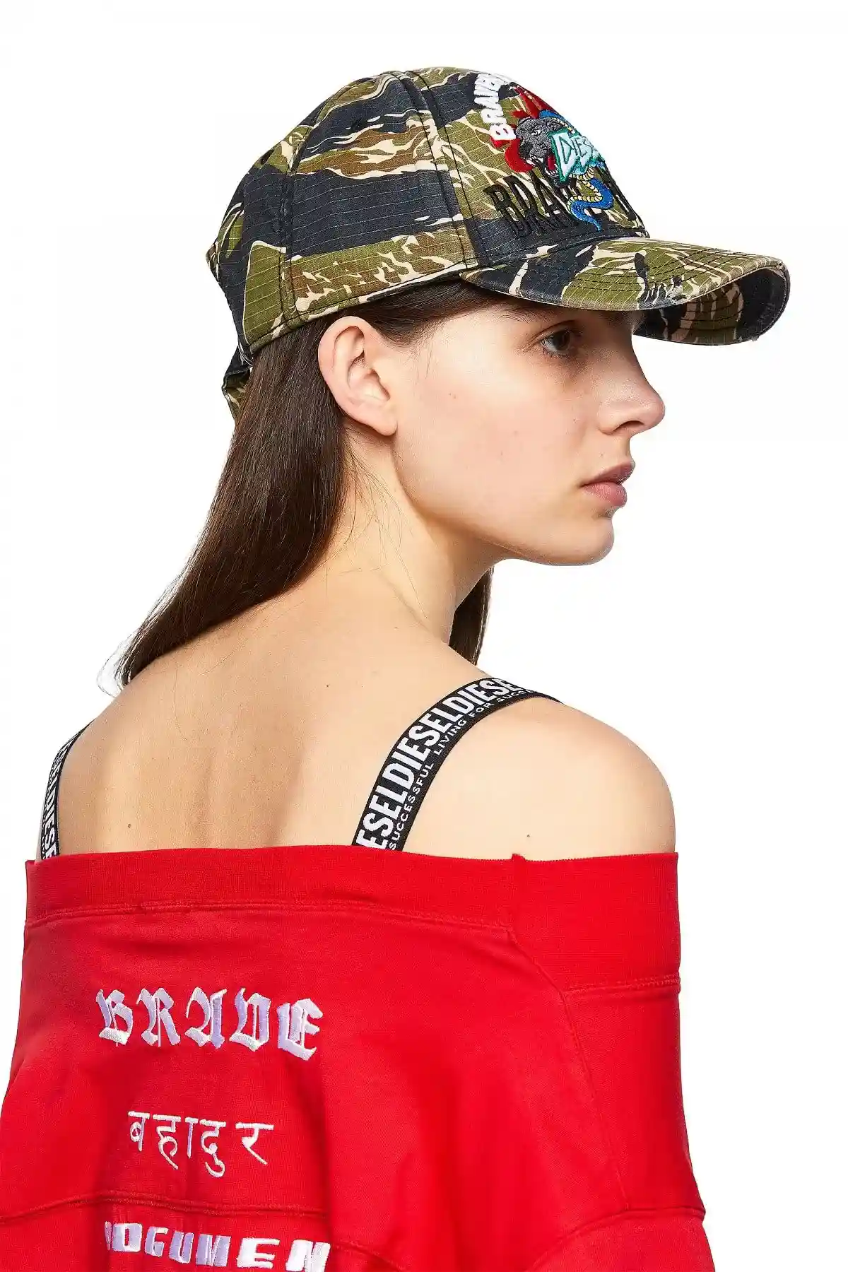Red Green Label off-the-shoulder dress