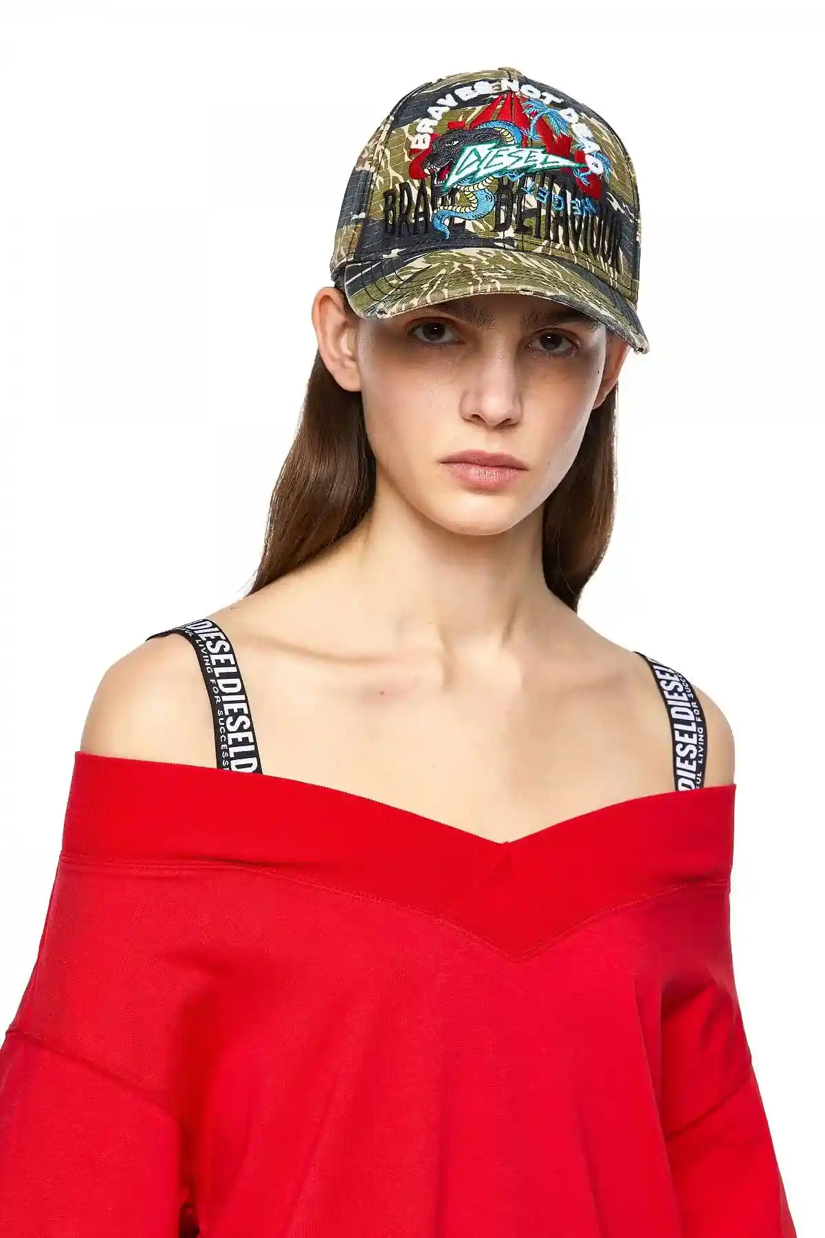 Red Green Label off-the-shoulder dress