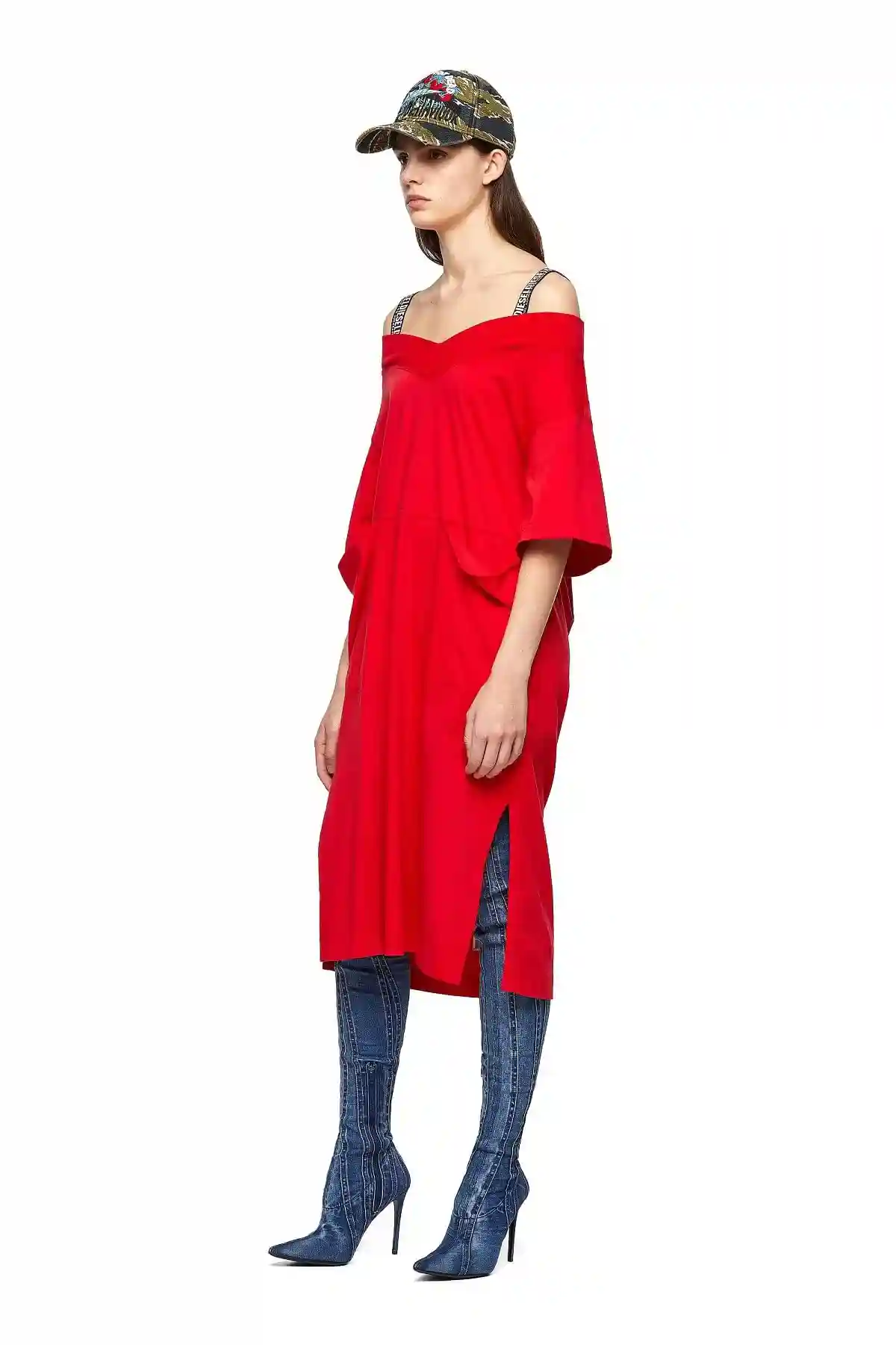 Red Green Label off-the-shoulder dress