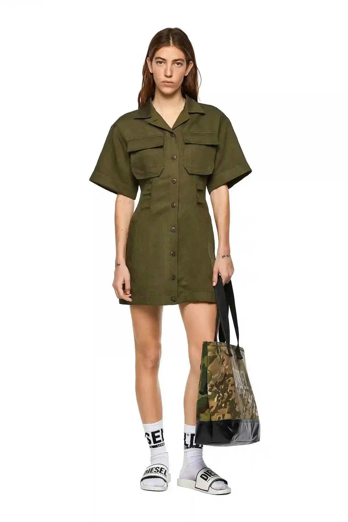 slim fit dress slacks DIESEL Dameryn military green short dress for women, girls and children -  10A