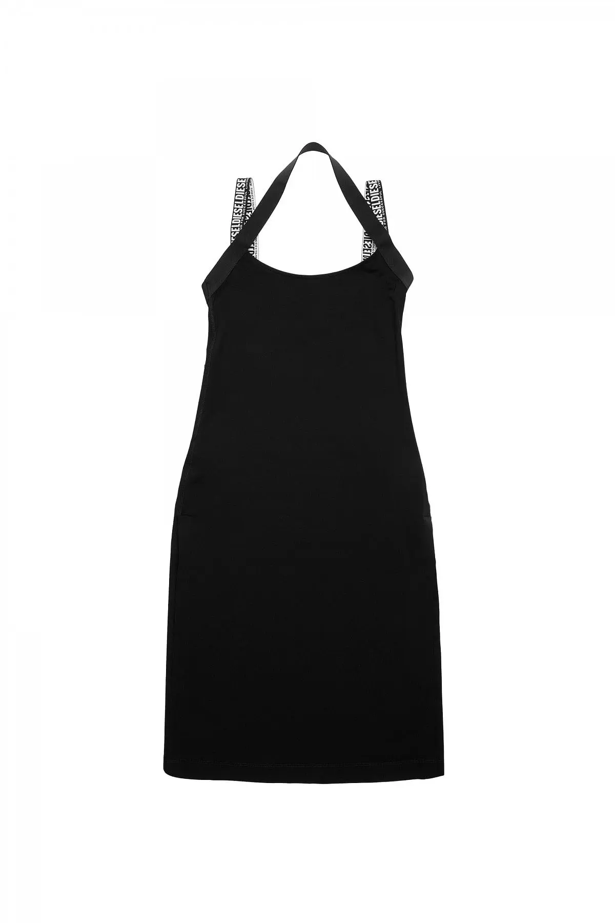 Black Halterneck dress with logo straps