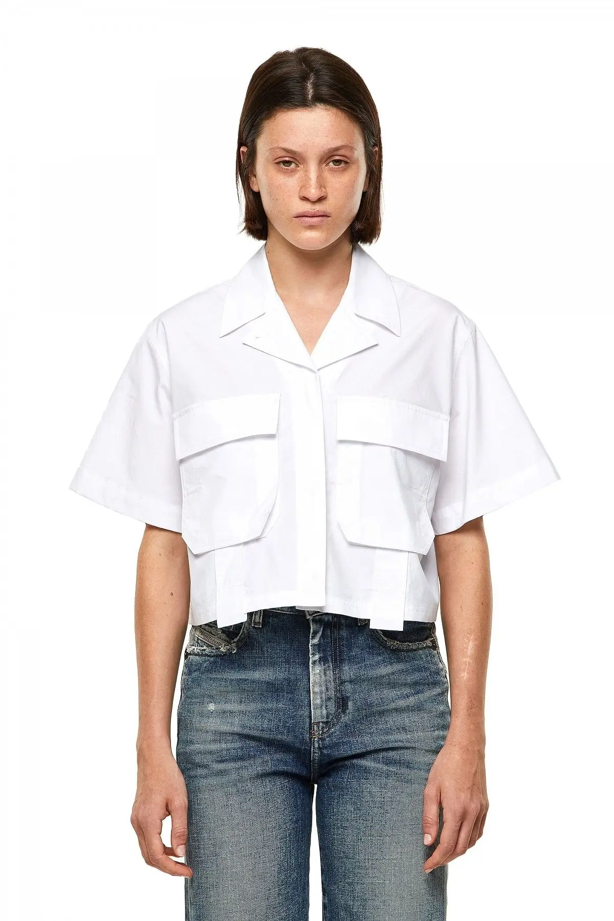 White Military shirt in cotton poplin