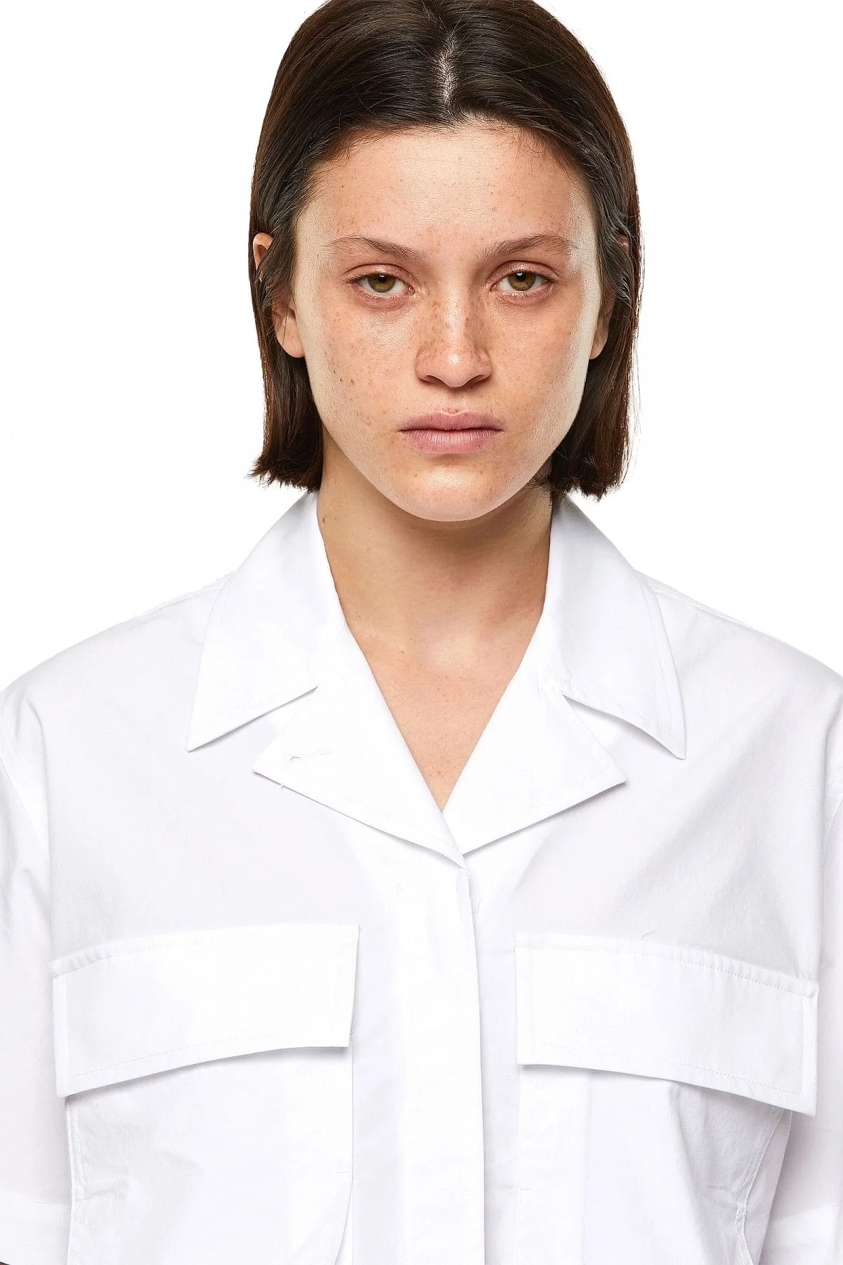 White Military shirt in cotton poplin