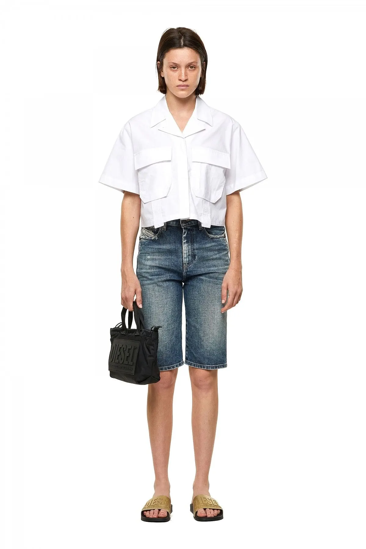 White Military shirt in cotton poplin
