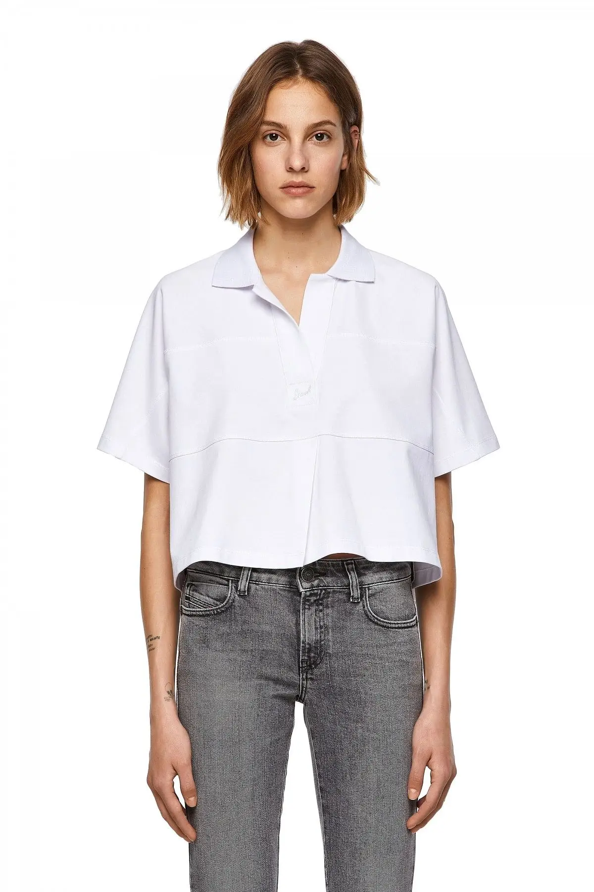White Green Label top with pleat