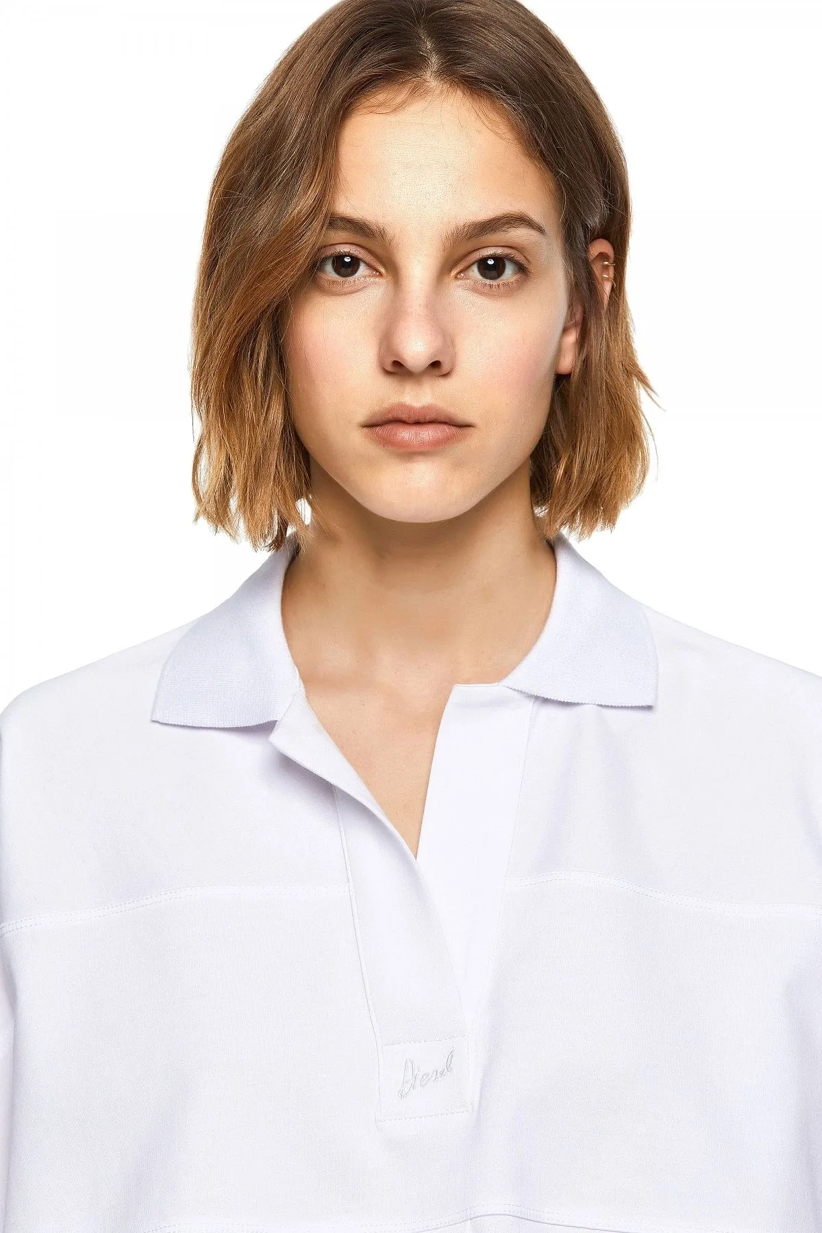 White Green Label top with pleat