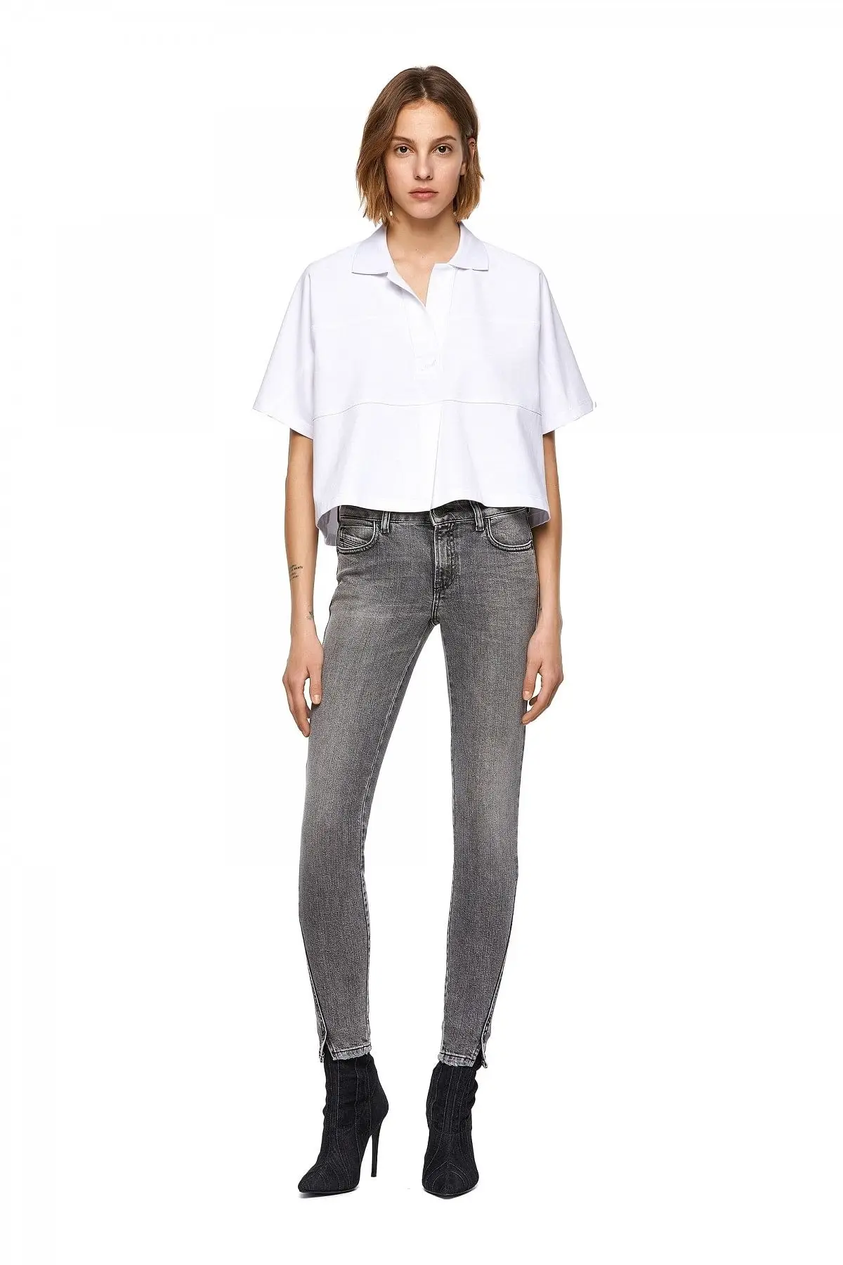 White Green Label top with pleat