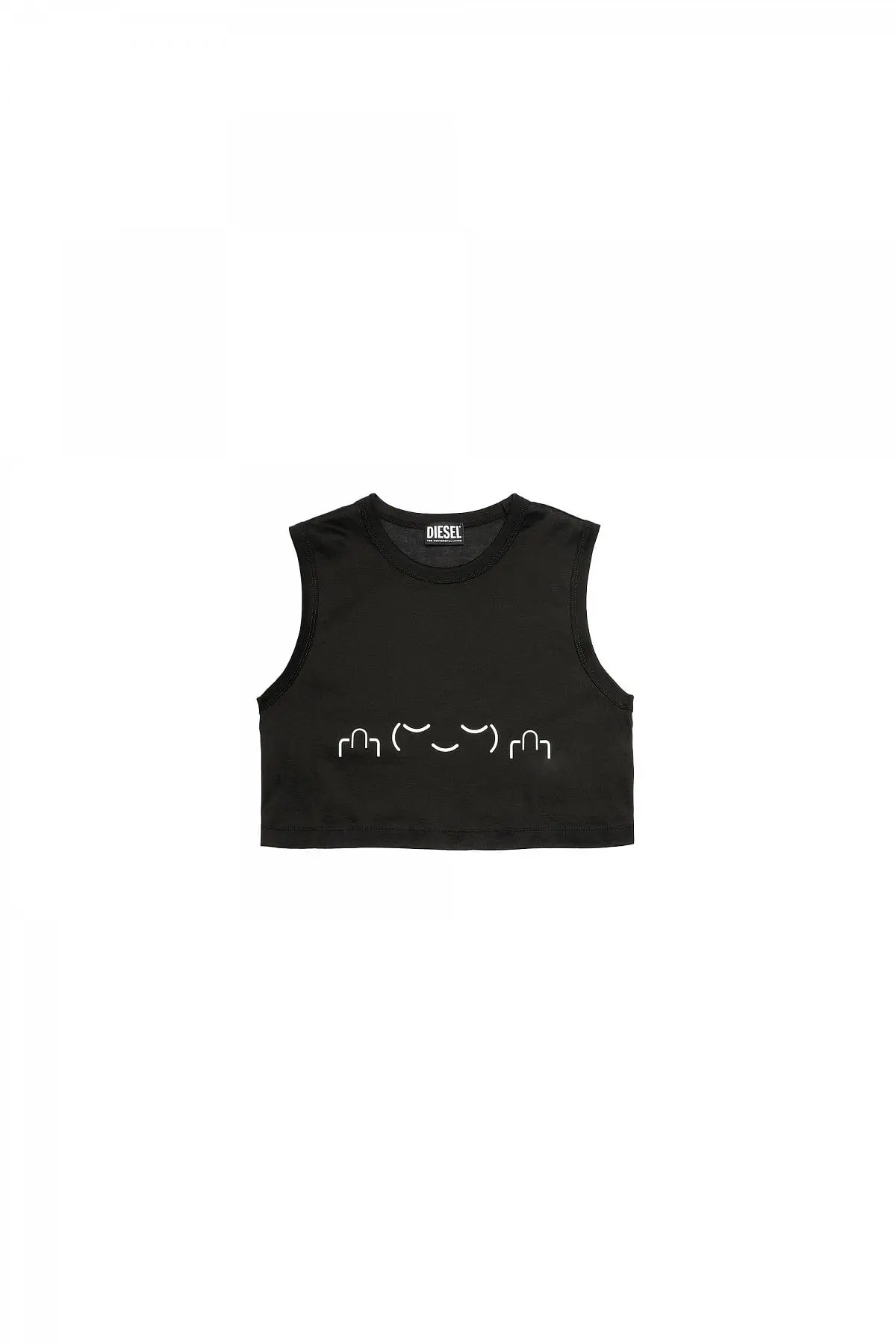 Black Green Label cropped tank with face print