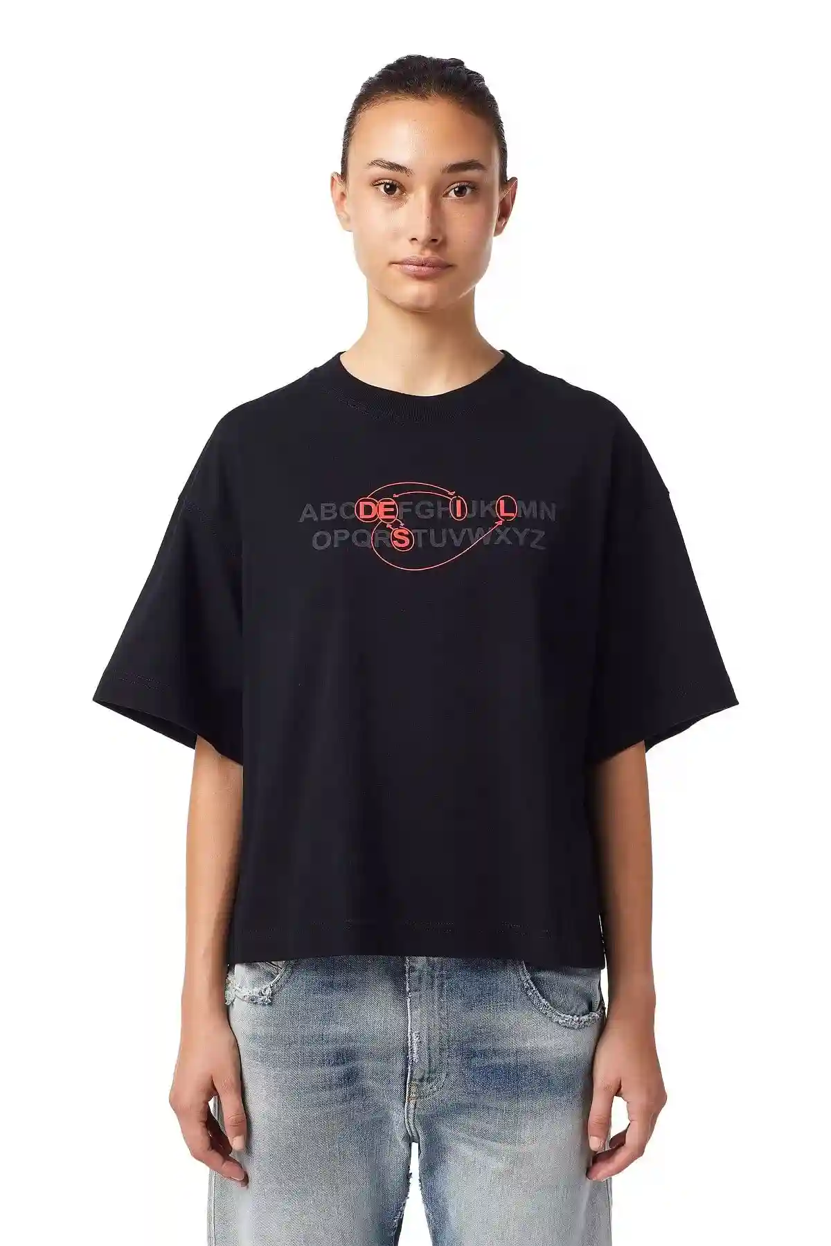Black Green Label T-shirt with alphabet logo
