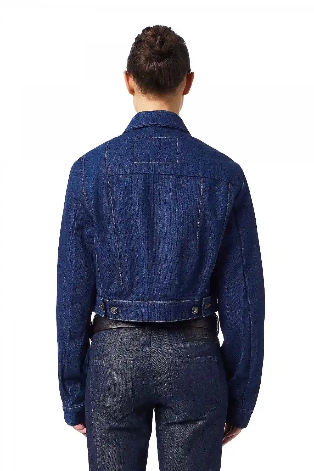Blue Cropped trucker jacket in rinsed denim