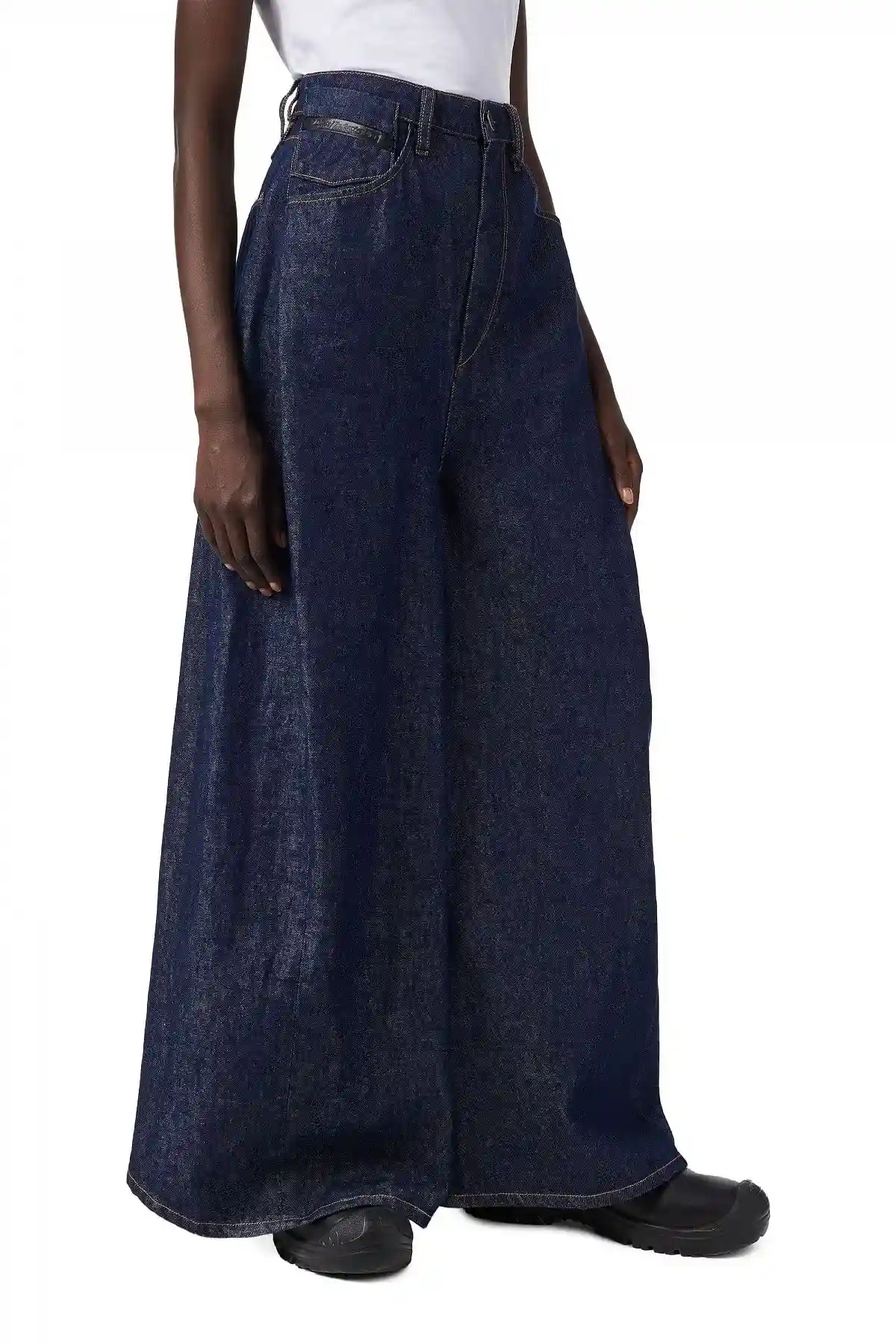Blue Long skirt pant in rinse-wash denim