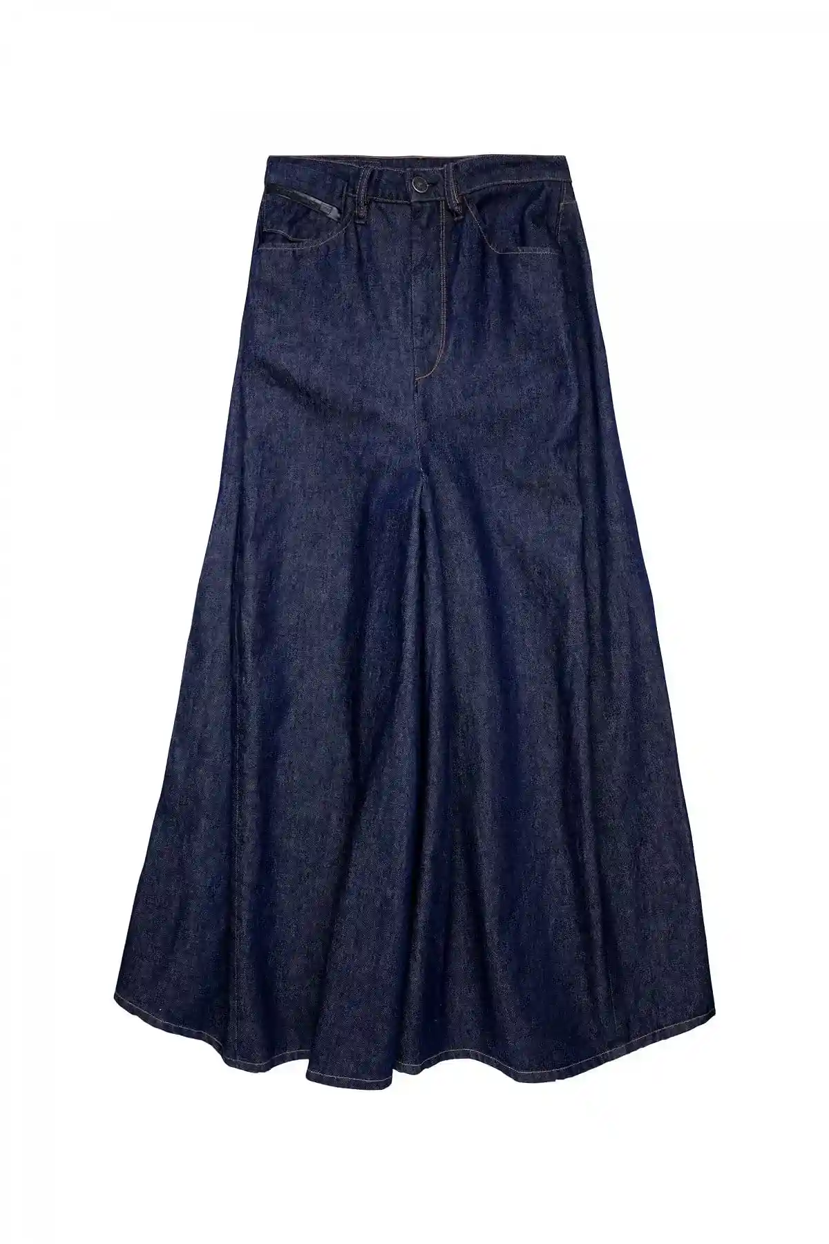 Blue Long skirt pant in rinse-wash denim