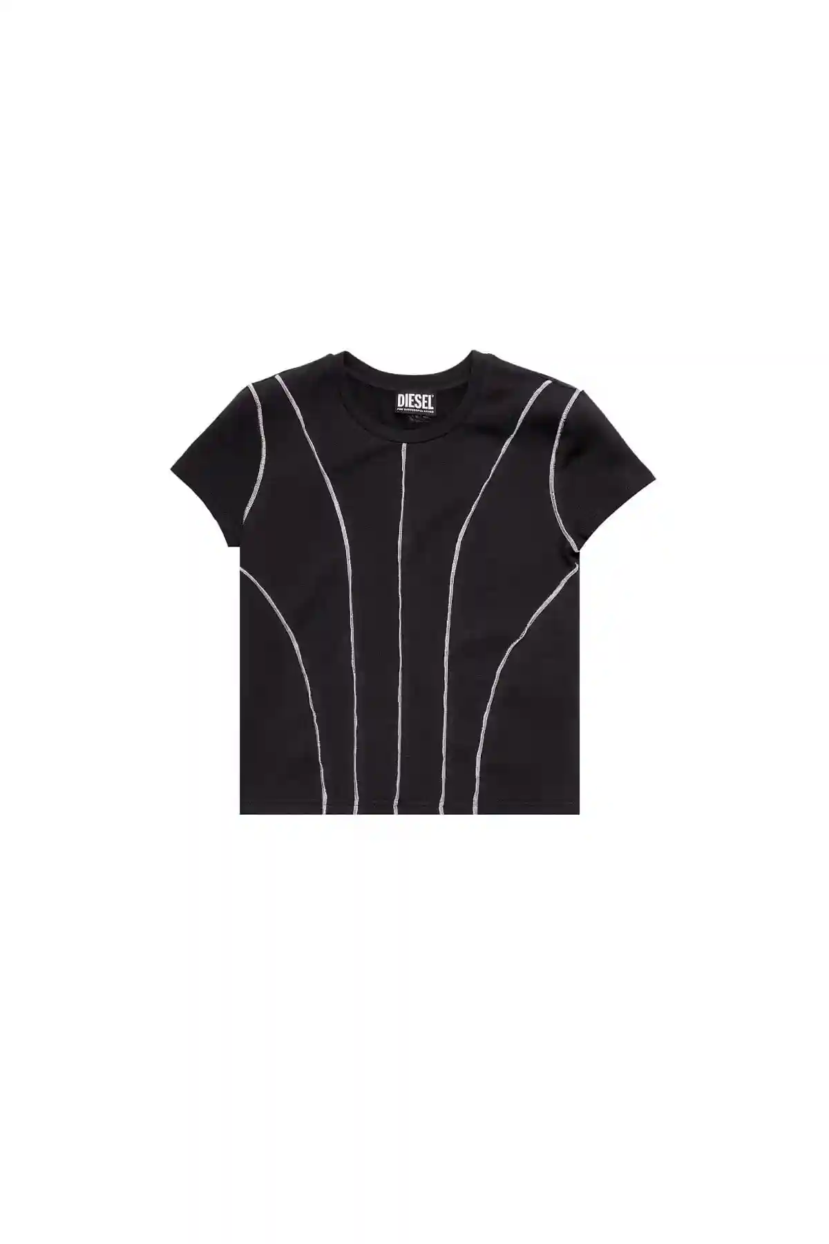 Black Panelled overlock T-shirt