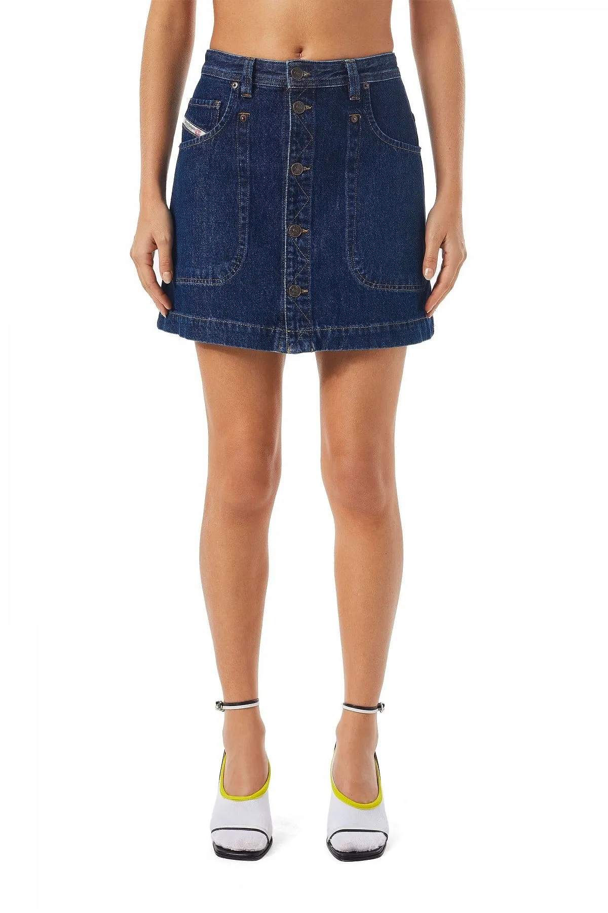 Blue A-line mini skirt in denim
