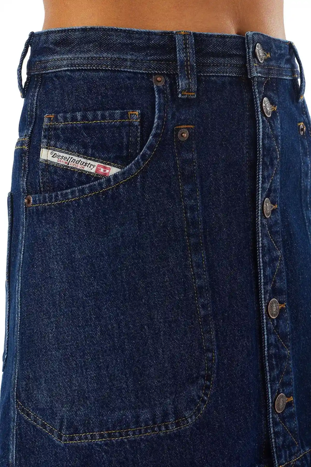 Blue A-line mini skirt in denim