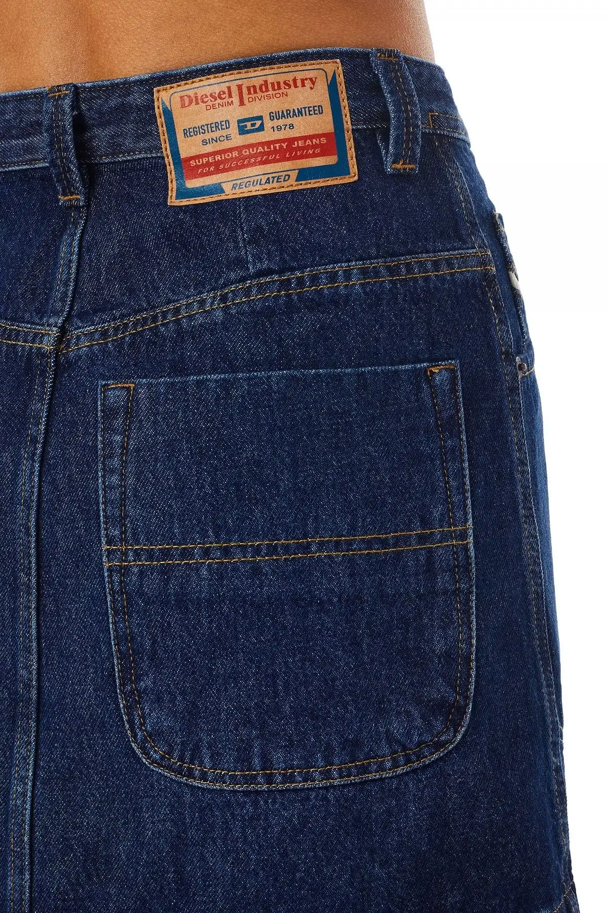 Blue A-line mini skirt in denim