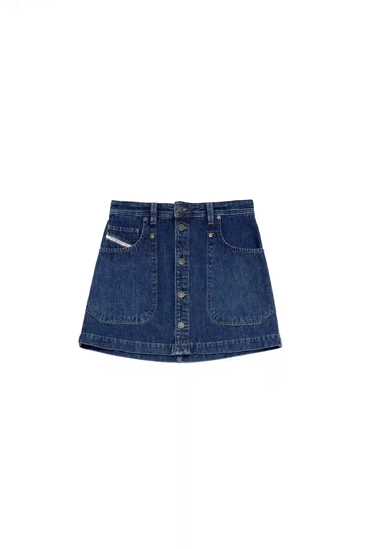 Blue A-line mini skirt in denim