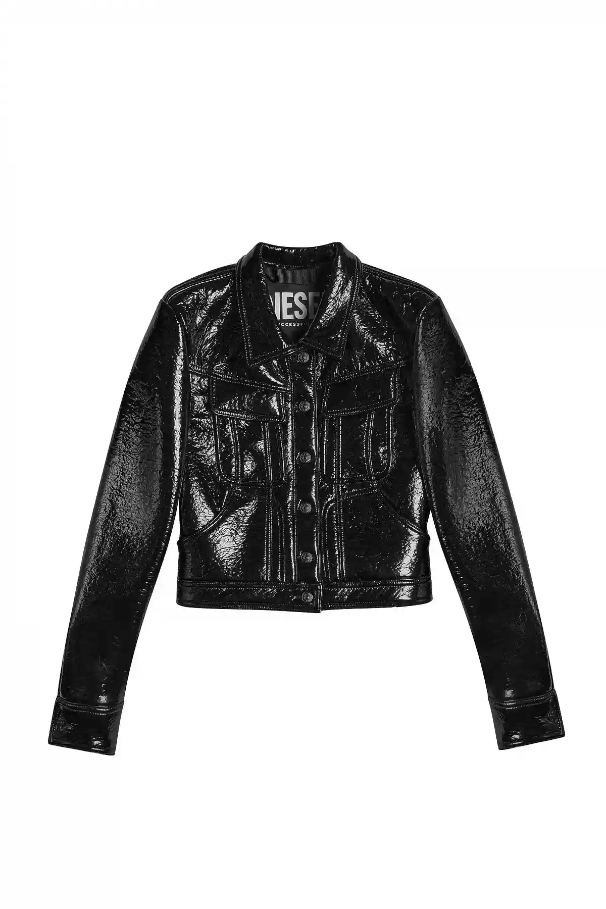 Black Vinyl-effect trucker jacket