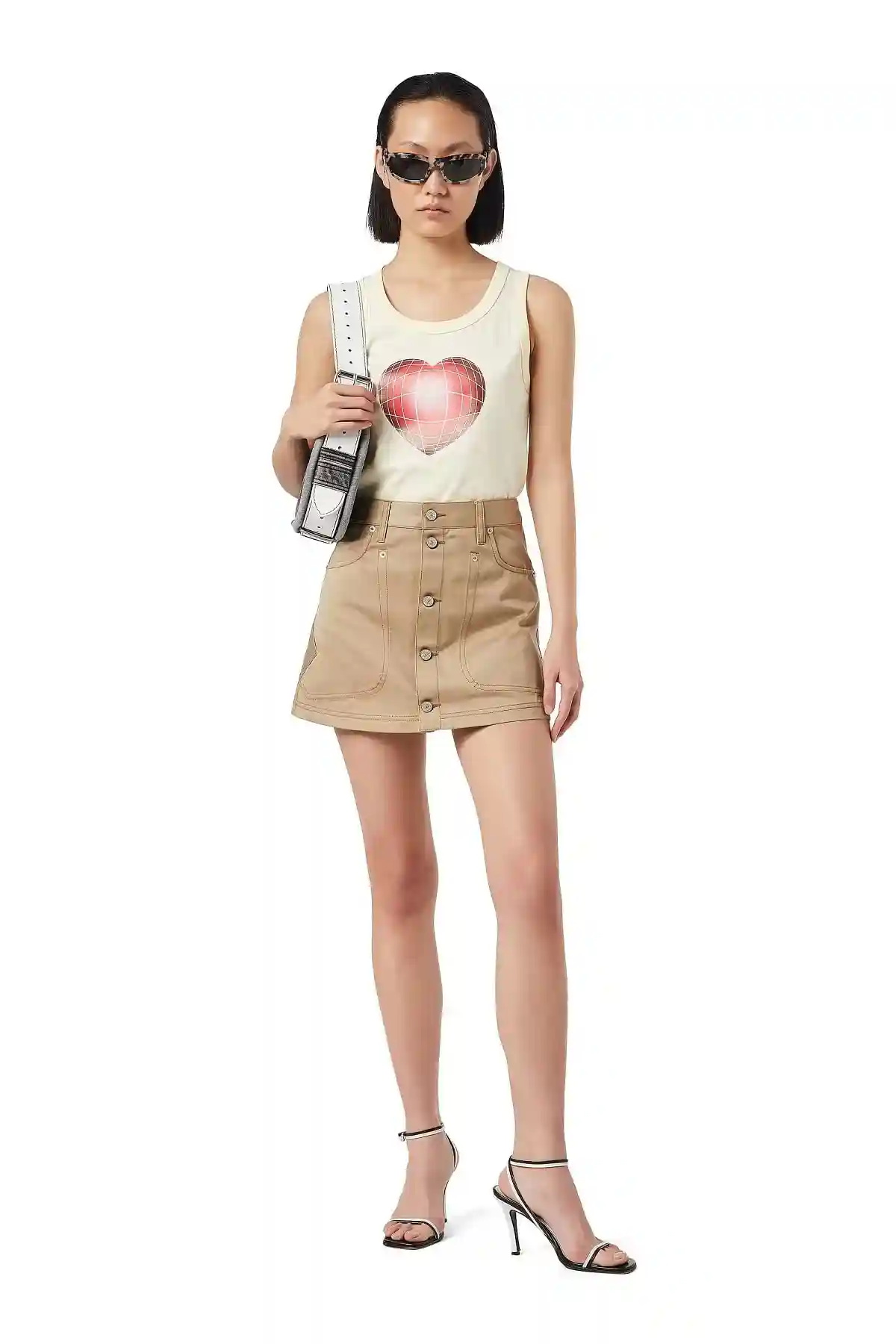 Beige Workwear mini skirt