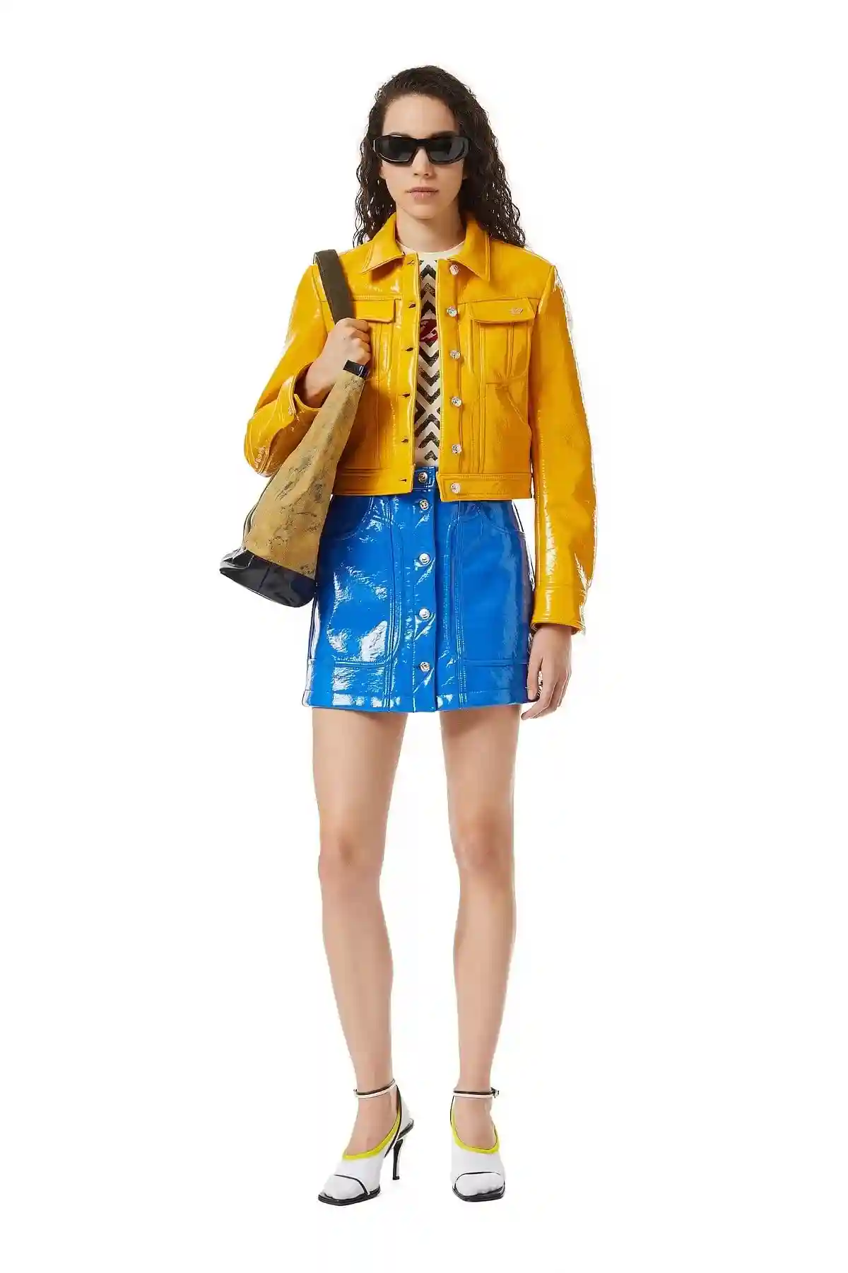 Blue Vinyl mini skirt