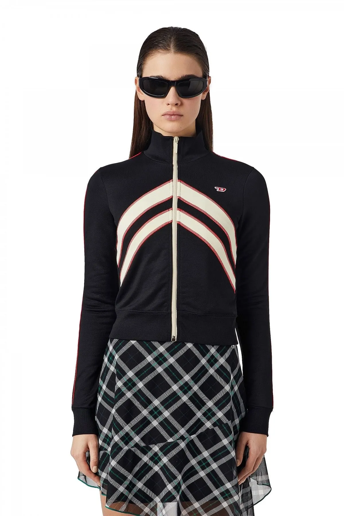 Black Striped zip-up sweatshirt