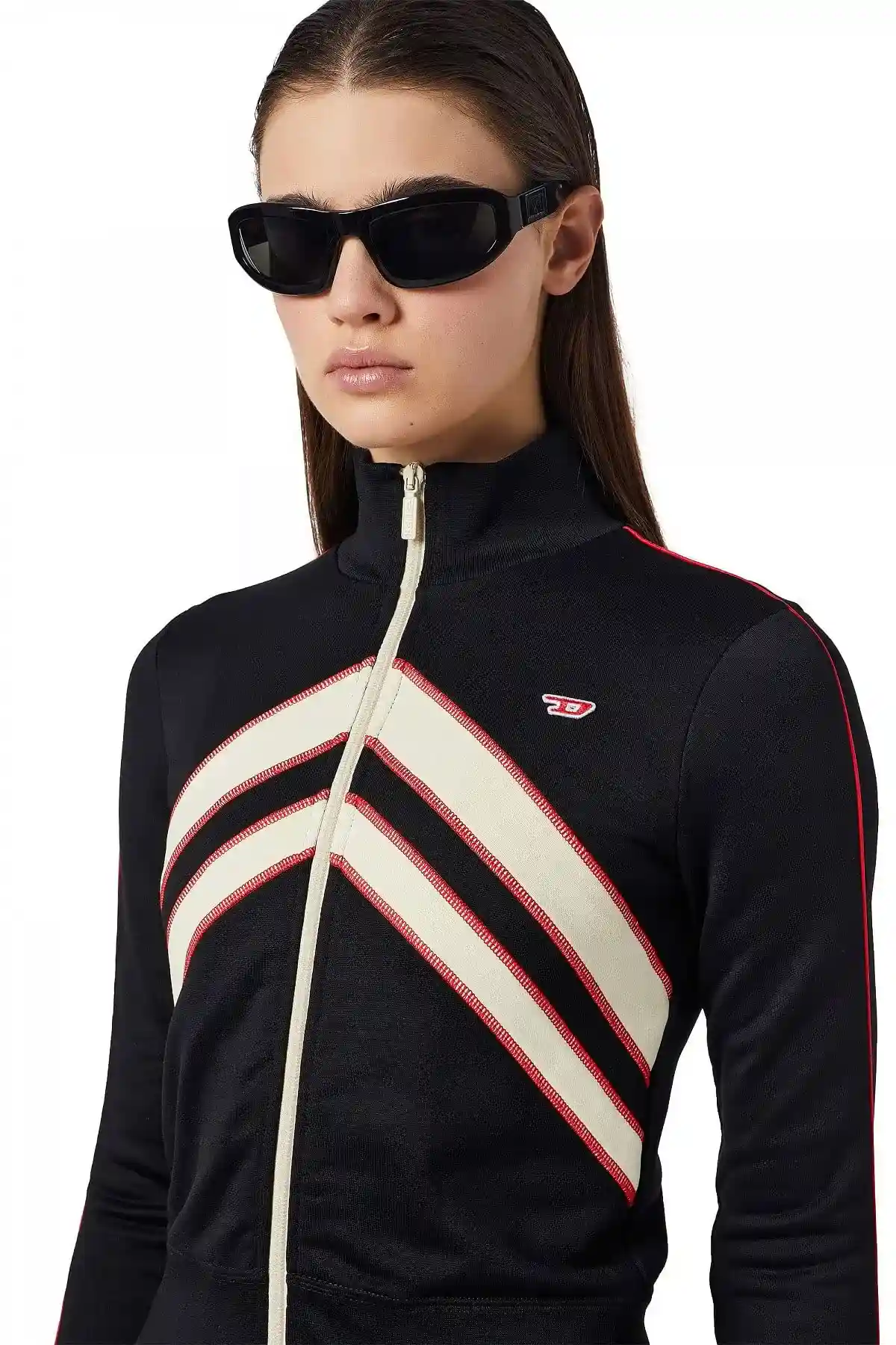 Black Striped zip-up sweatshirt