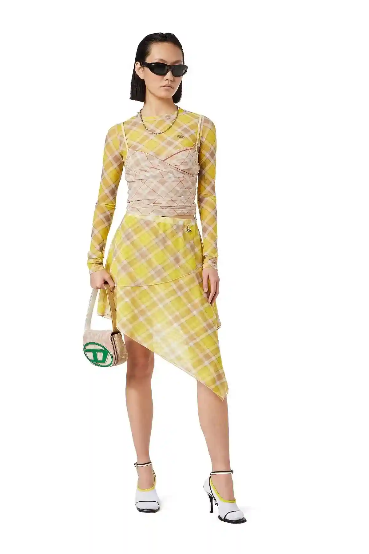 Green Long-sleeve T-shirt in mesh