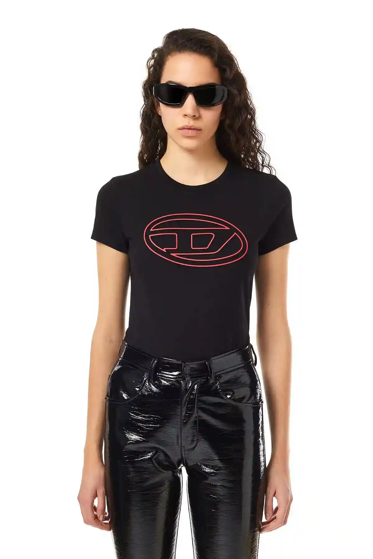 Black T-shirt with embossed oval logo