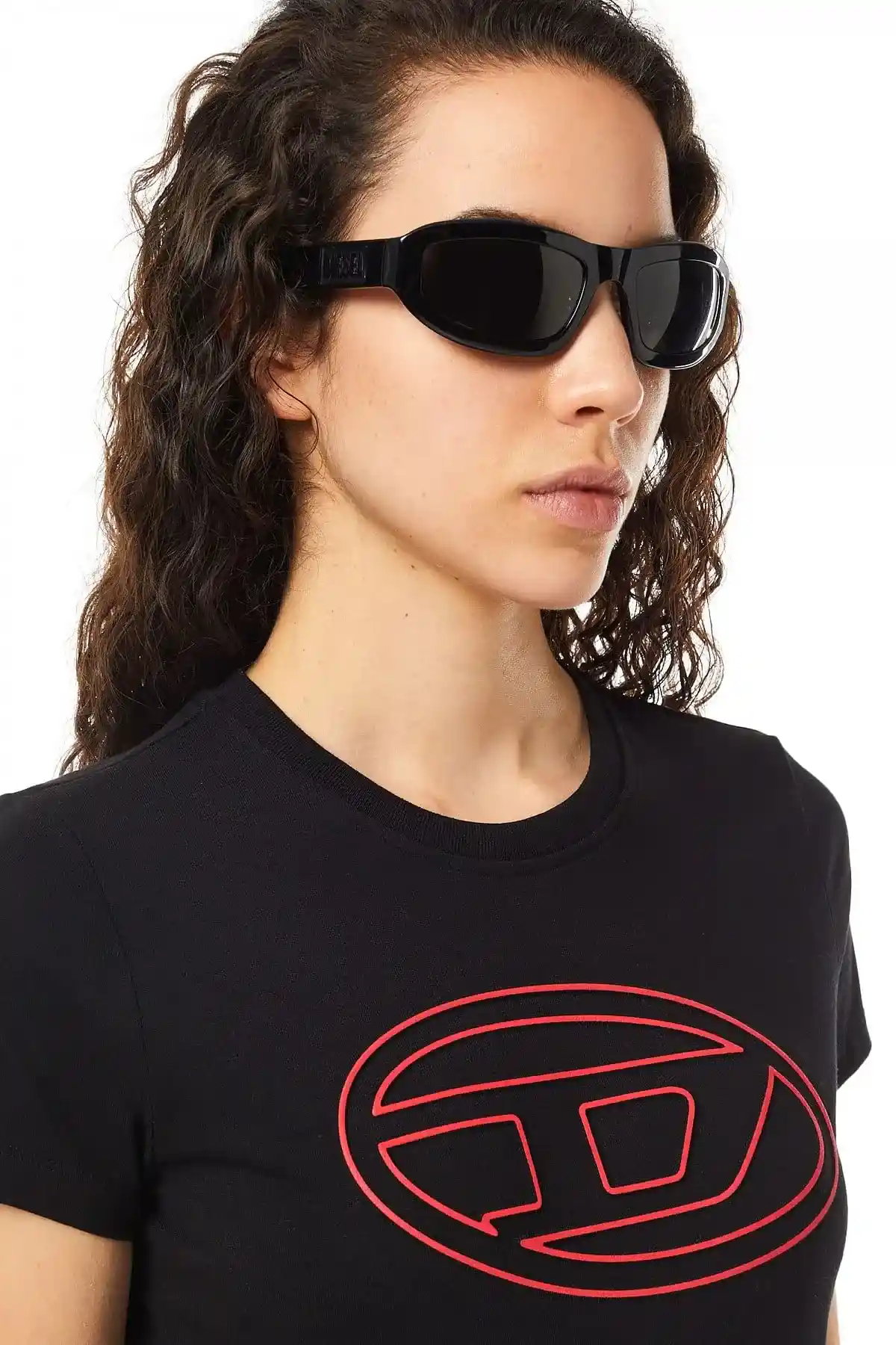 Black T-shirt with embossed oval logo