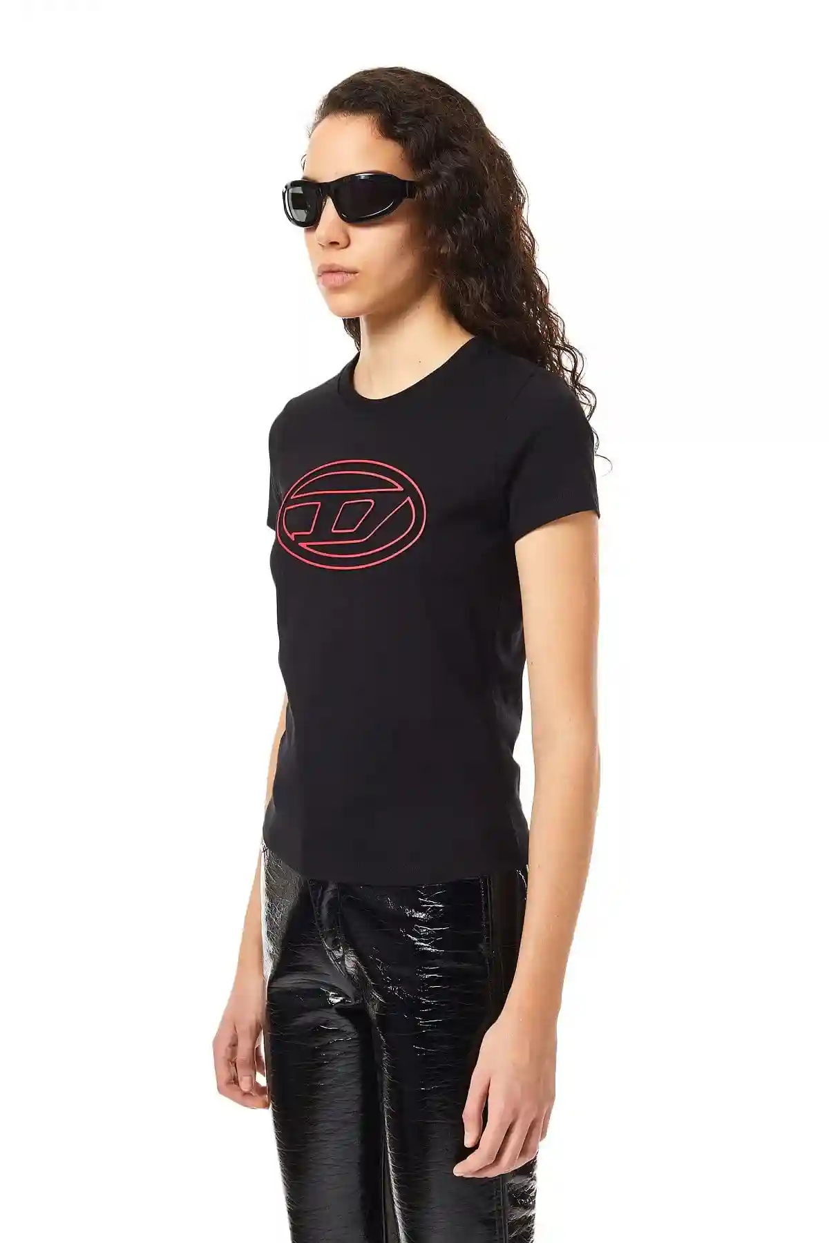 Black T-shirt with embossed oval logo