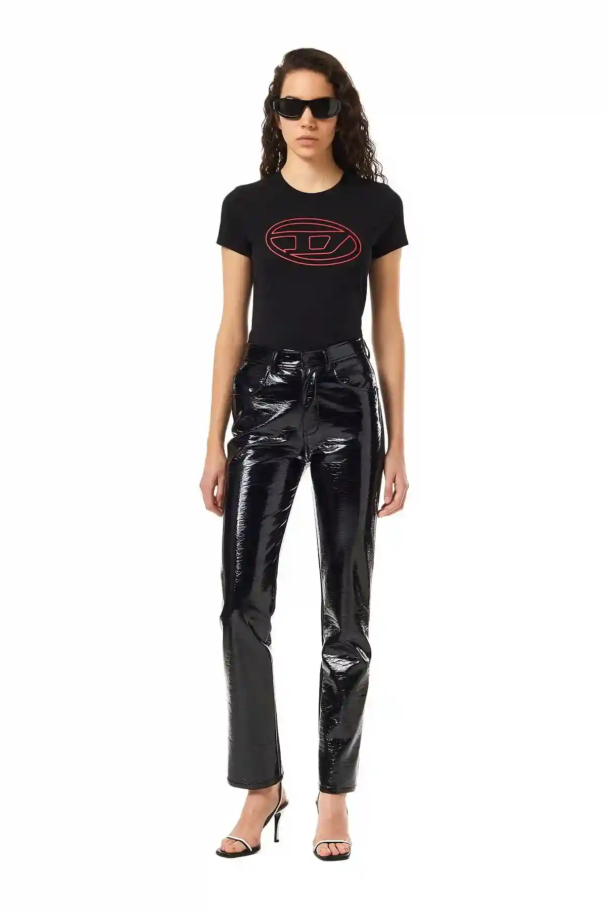 Black T-shirt with embossed oval logo