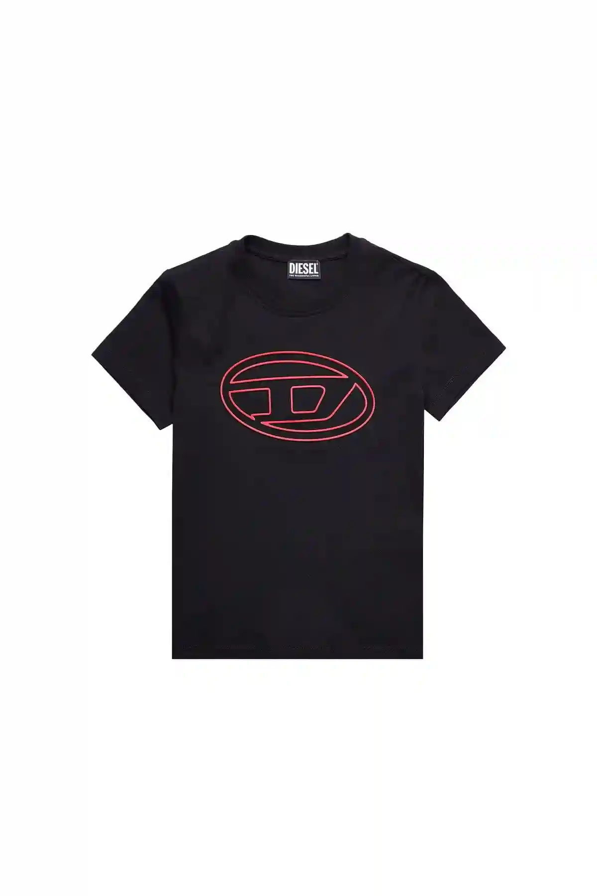 Black T-shirt with embossed oval logo