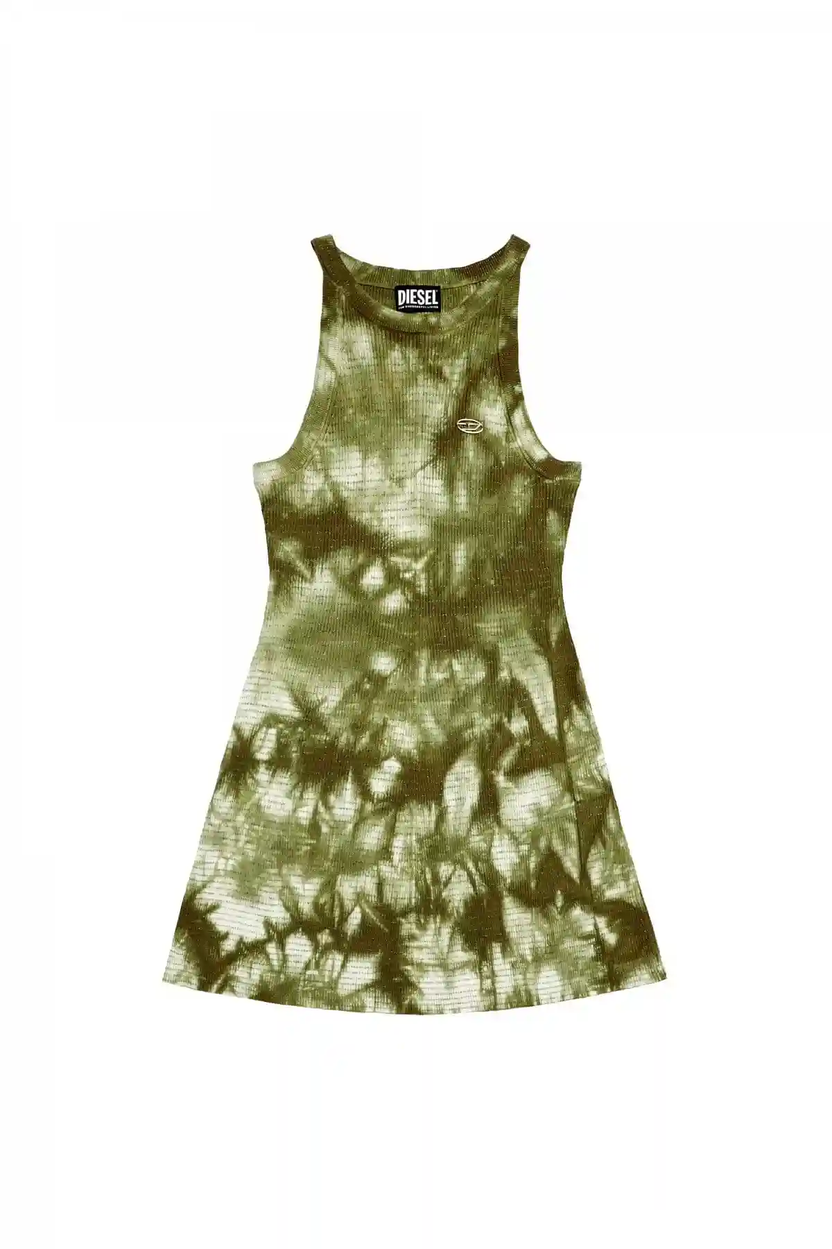 Green Metallic-knit dress with treated effect