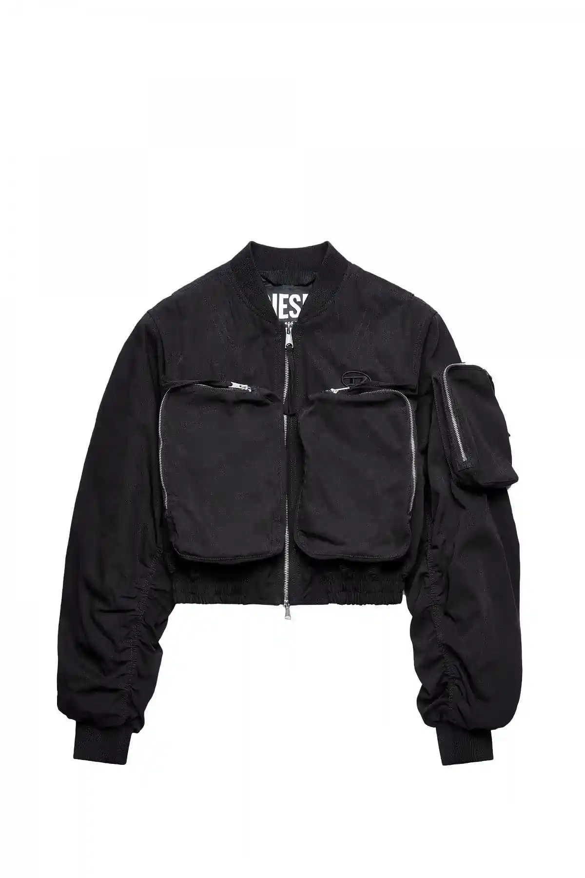 Black Cropped bomber jacket in nylon