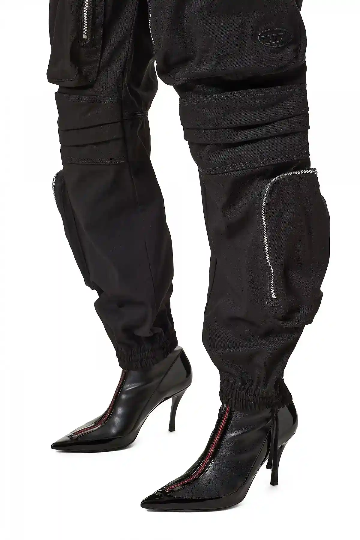 Black Cargo pants in matte nylon