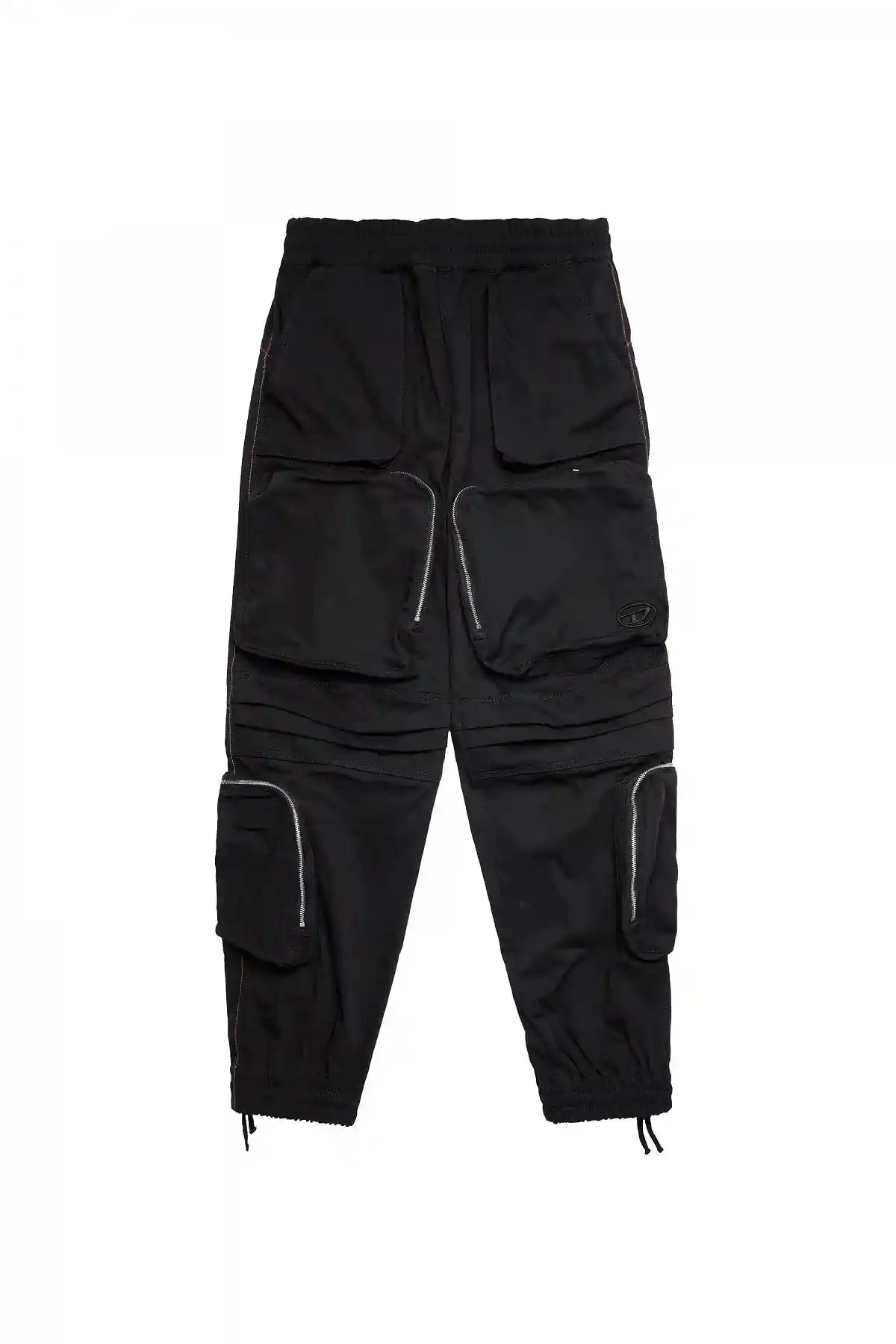 Black Cargo pants in matte nylon