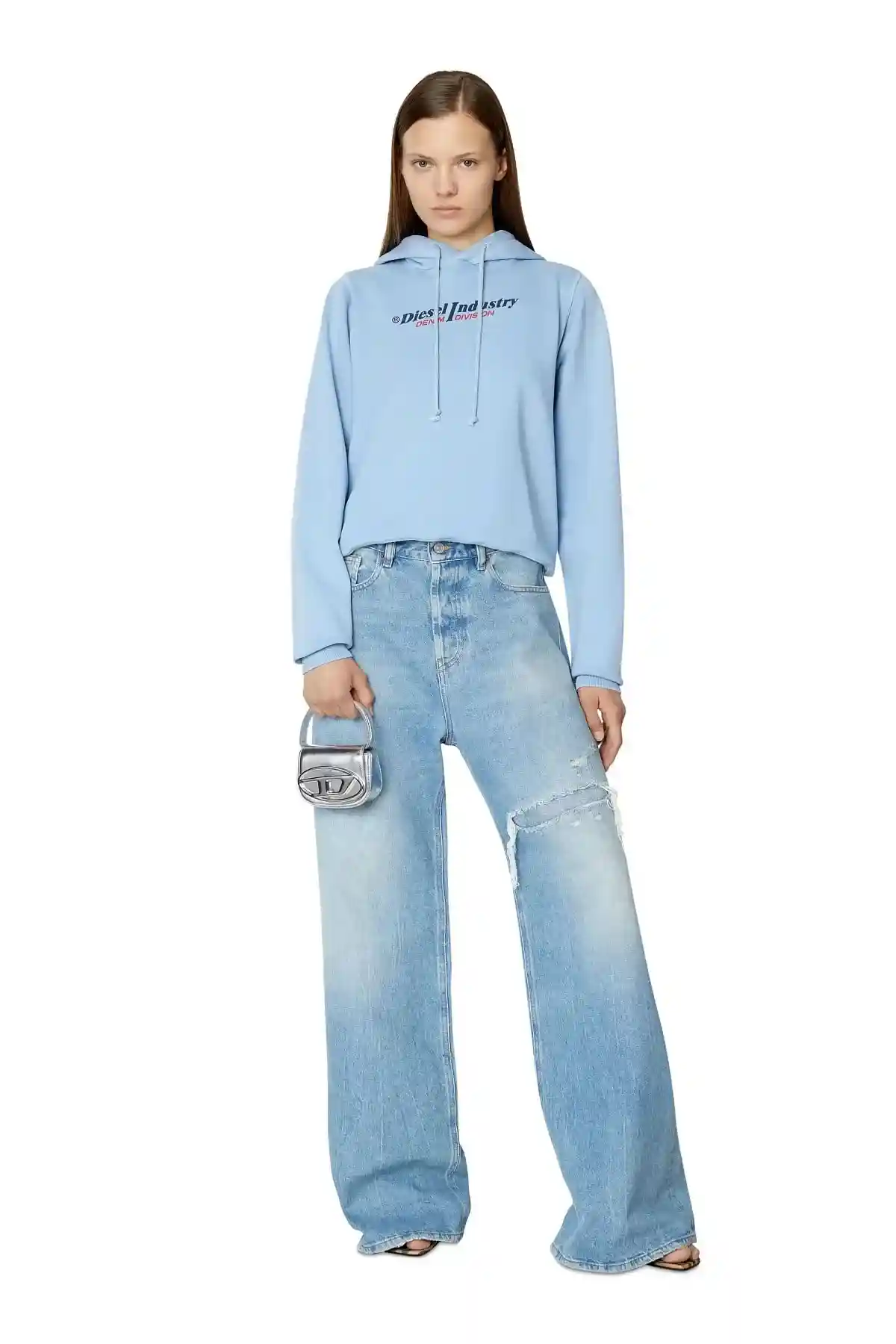 Blue Hoodie with puff logo