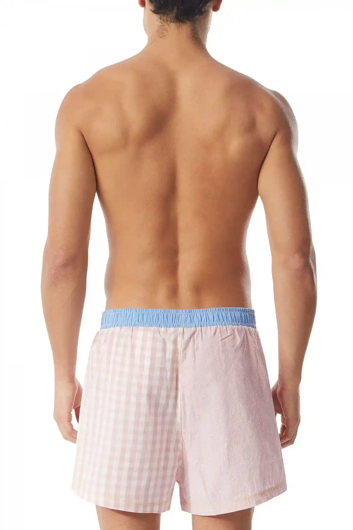 Pink Poplin boxers with mixed checks
