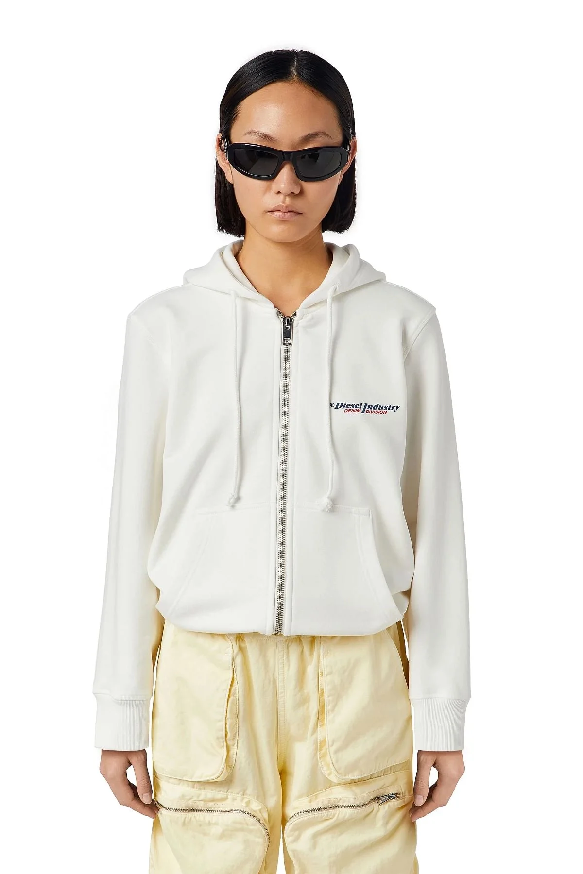 White Hoodie with puff logo