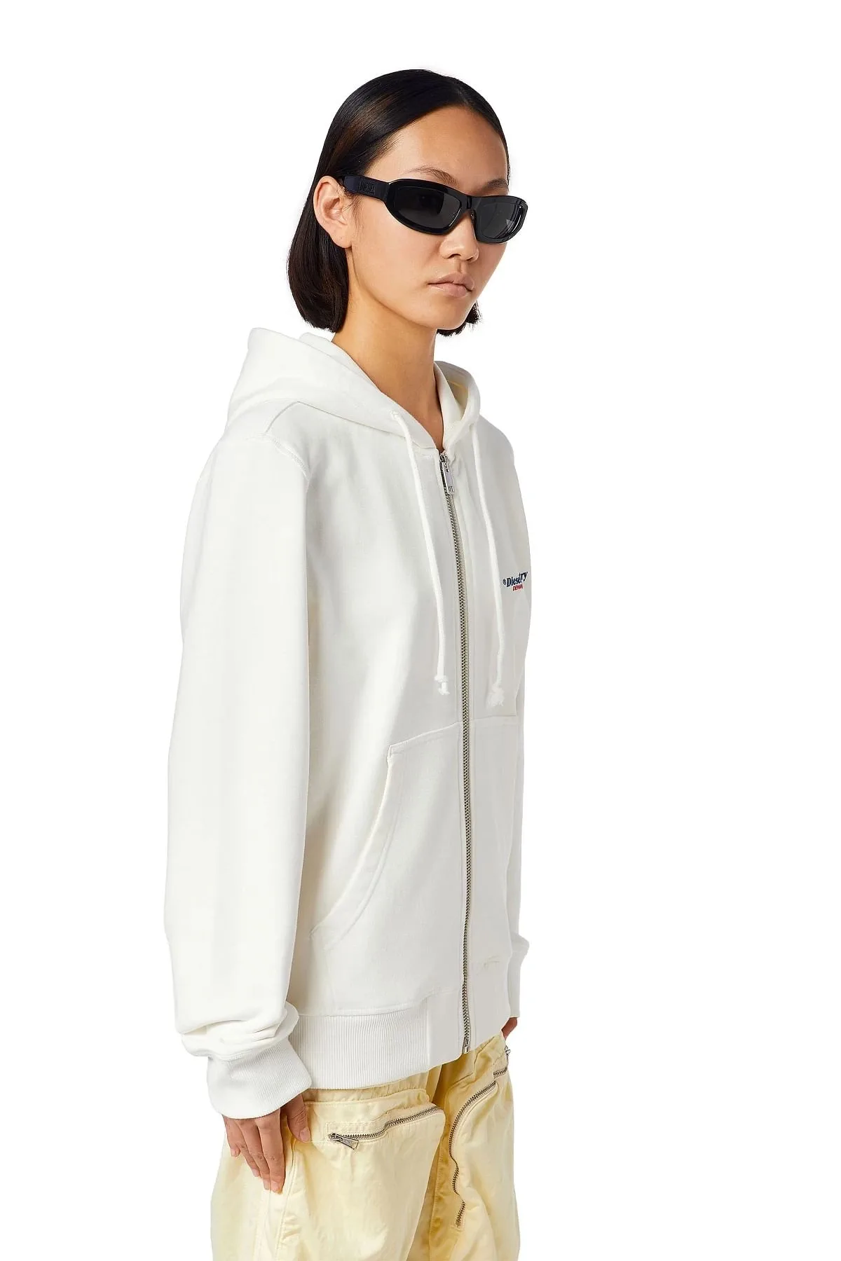 White Hoodie with puff logo