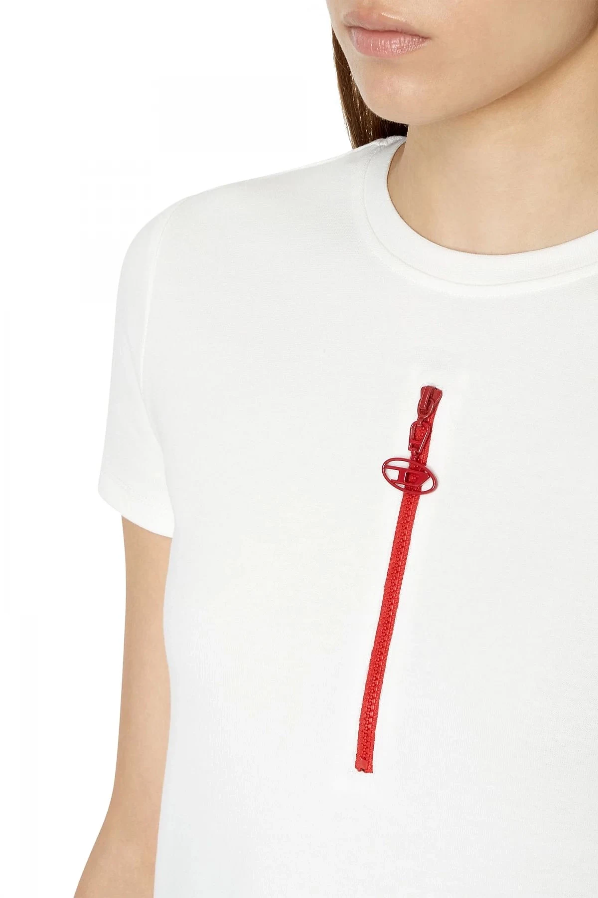 White and Red T-shirt with zip