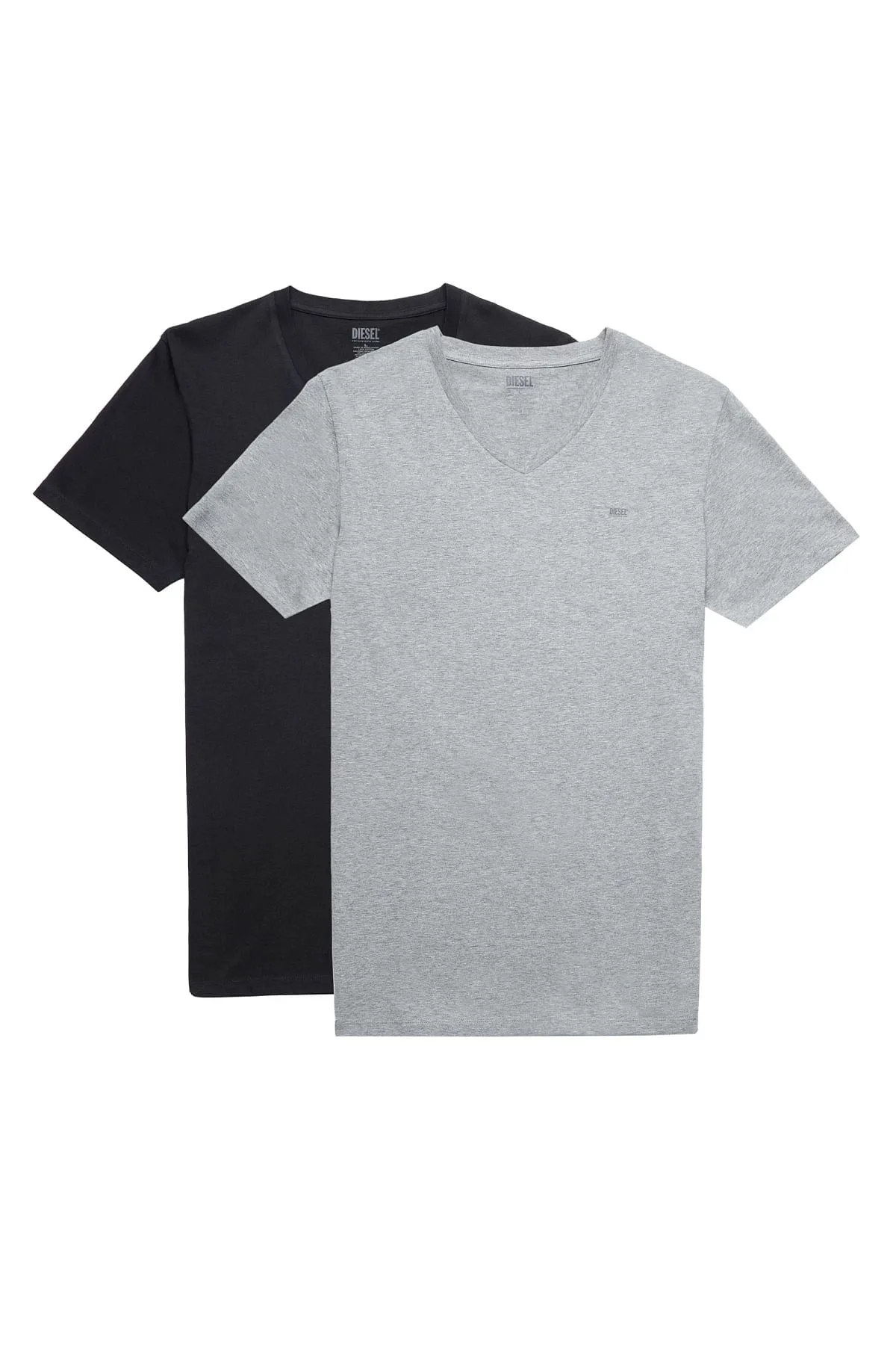 Black and Grey Two-pack V-neck T-shirts with logo print