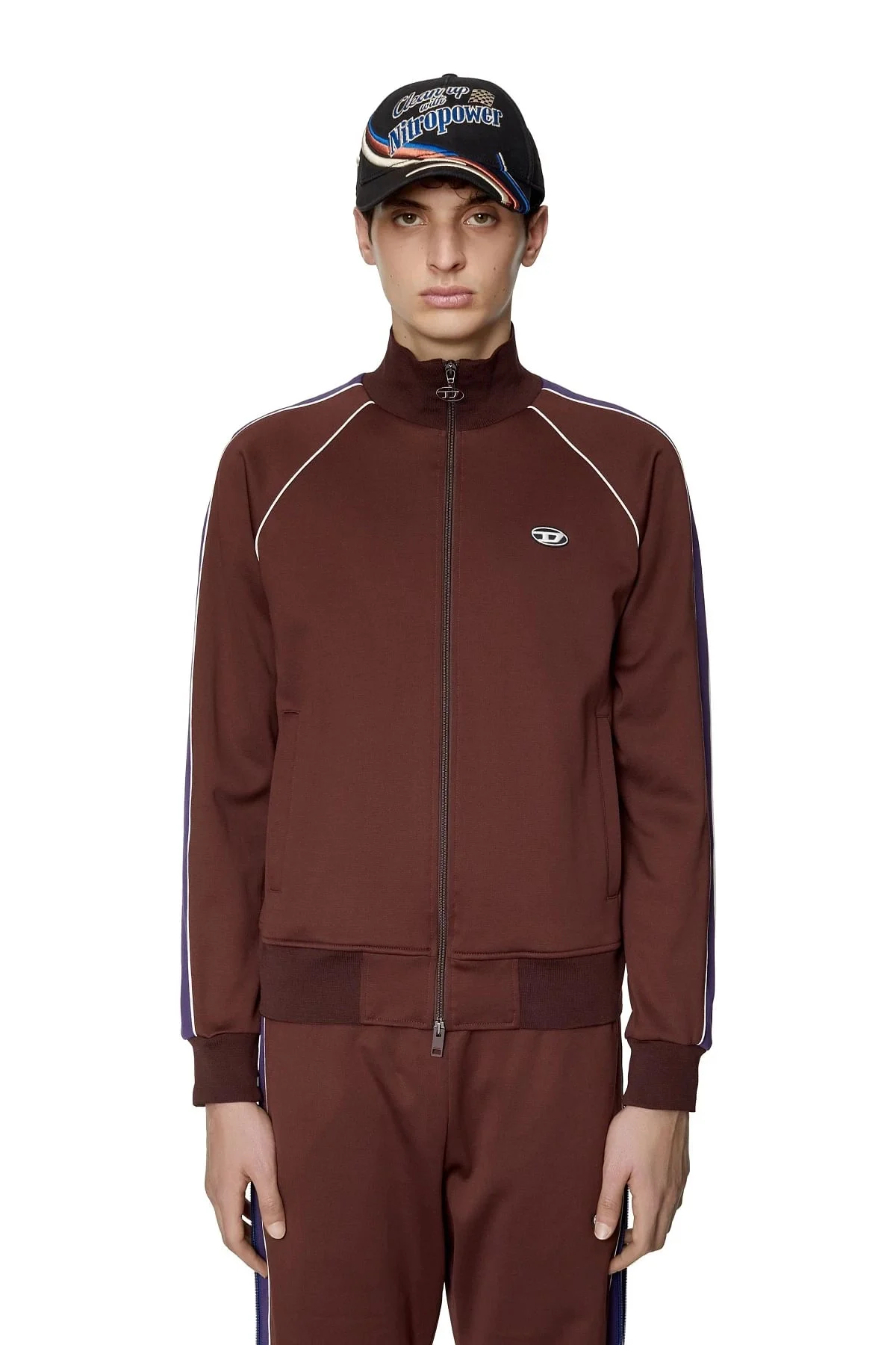 Brown Track jacket with sleeve bands