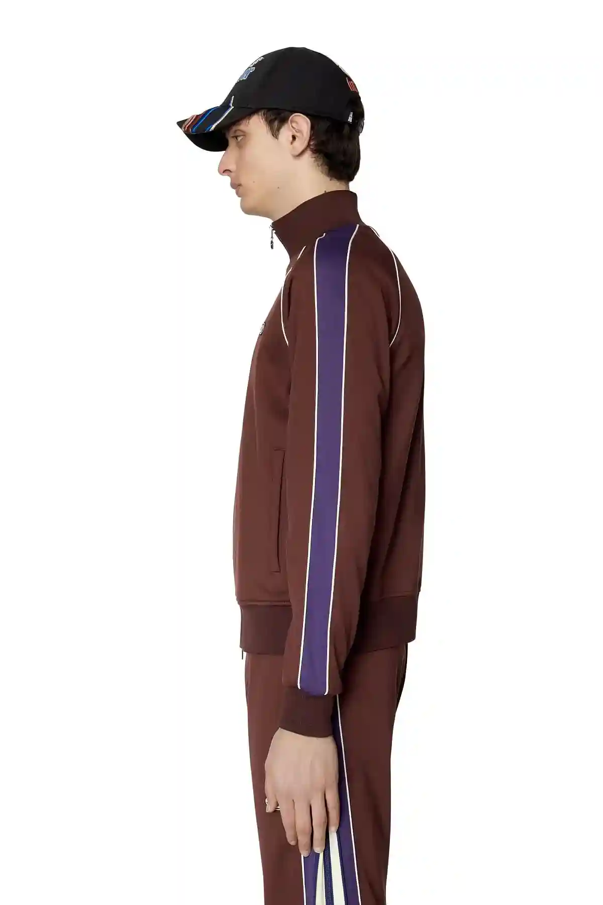 Brown Track jacket with sleeve bands