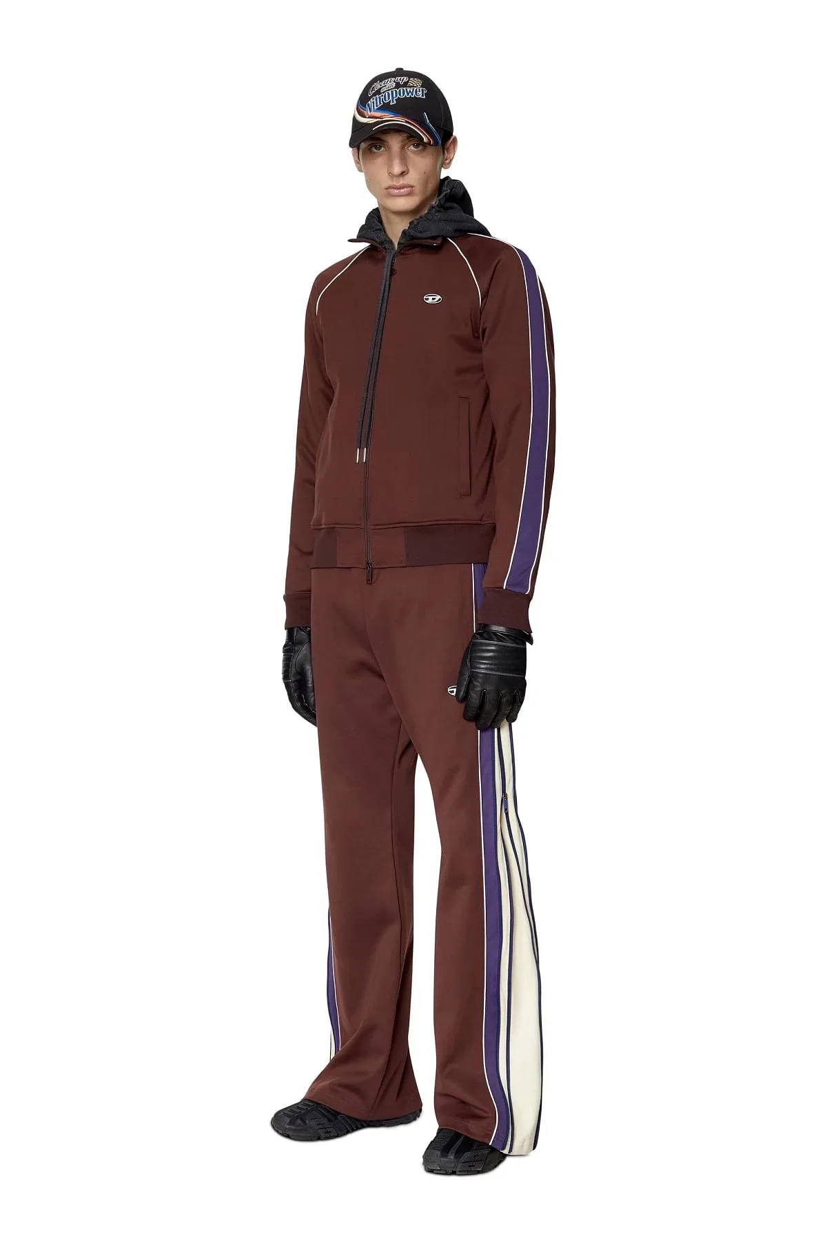Brown Track jacket with sleeve bands