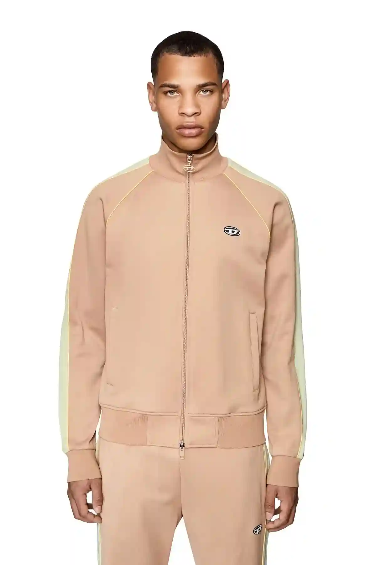 Beige Track jacket with sleeve bands