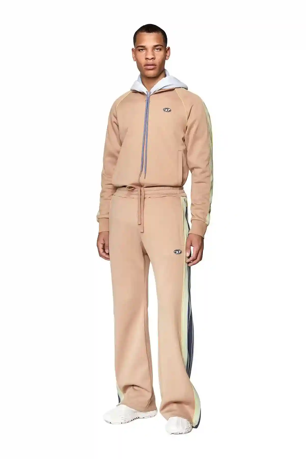 Beige Track jacket with sleeve bands